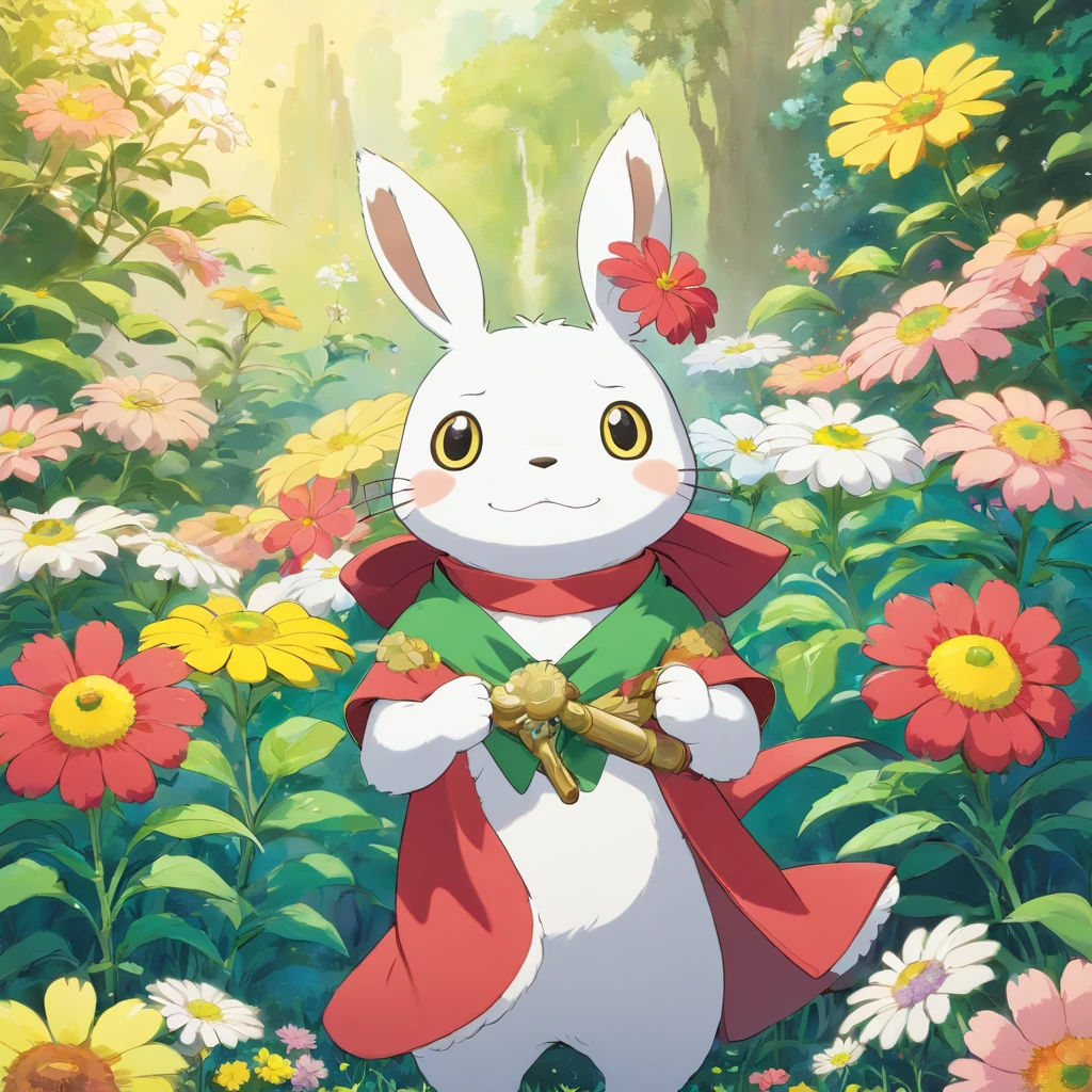 Tororo with flowers as an accessory, studio Ghibli