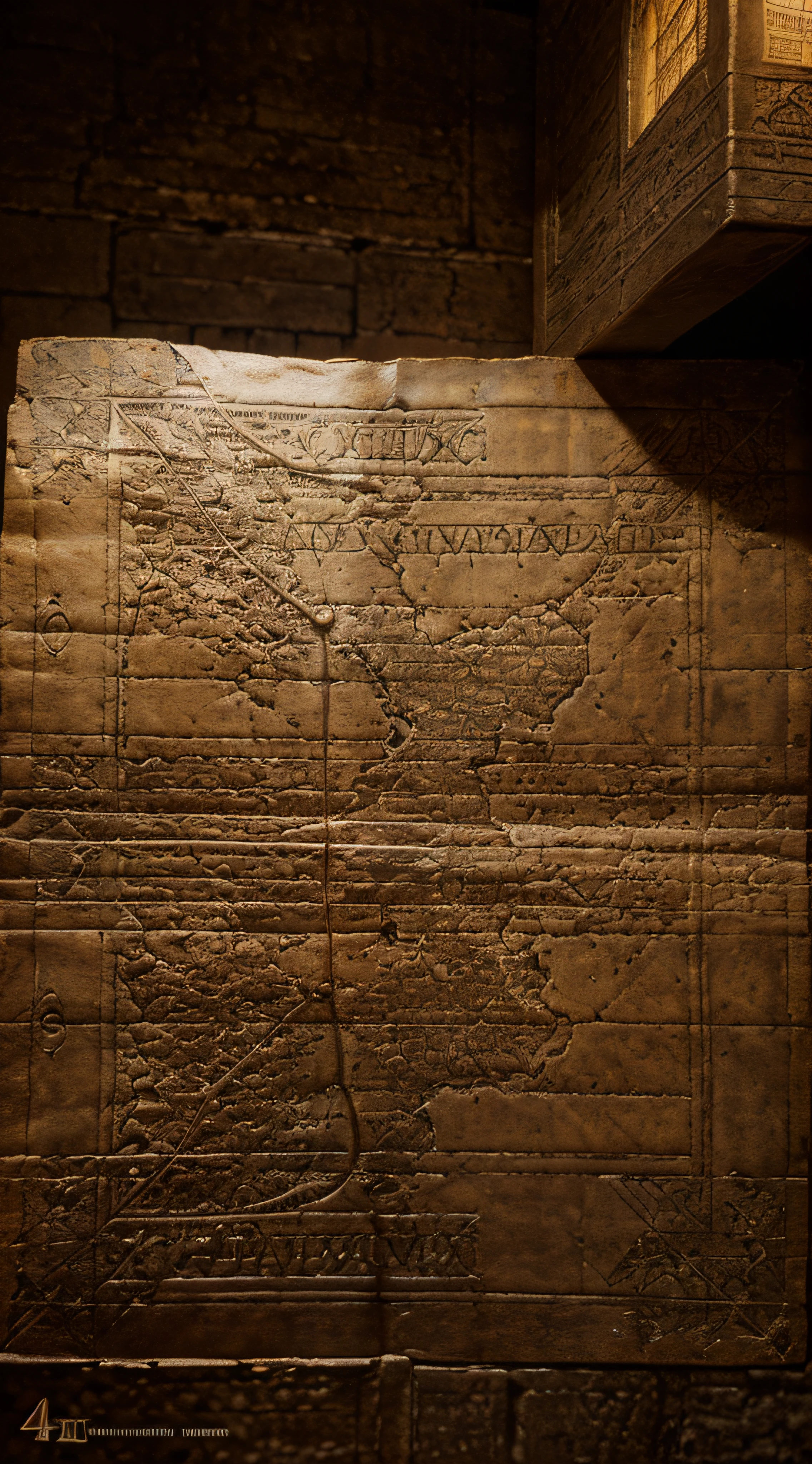 (mysterious map,old,glowing ethereal light),(antique,paper,weathered parchment),(detailed edges,ancient symbols,hidden secrets,ancient treasure),(best quality,4k,highres),sepia tones,adventure,ancient artifacts,mythical creatures,treasure hunt,torchlight
