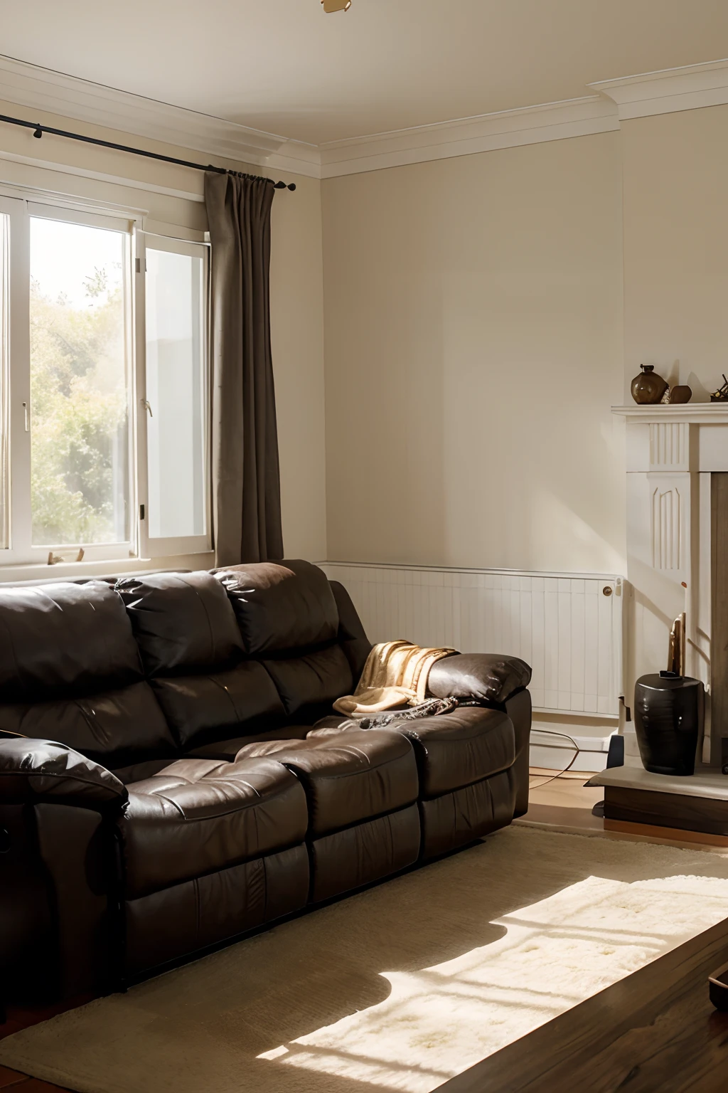 Realistic photo of a living room with natural lighting