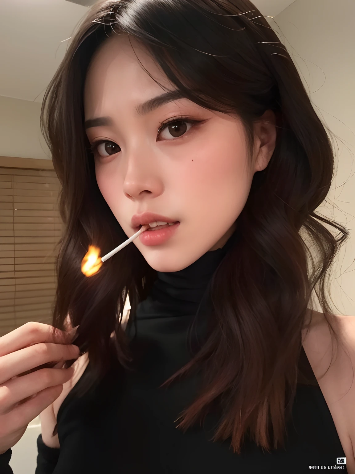 There's a woman who's smoking a cigarette, estilo jackie tsai, Xintong Chen, gemma chen, Mulher sul-coreana bonita, Lulu Chen, menina coreana, Wenfei Ye, dilraba dilmurat, Heonhwa Choe, cindy avelino, Yanjun Chengt, Chengyou Liu, Menina chinesa, fumegante intenso