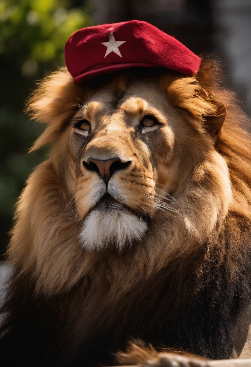 lion Smoking a cigar in Havana, Cuba, wearing a Che Guevara T-shirt.