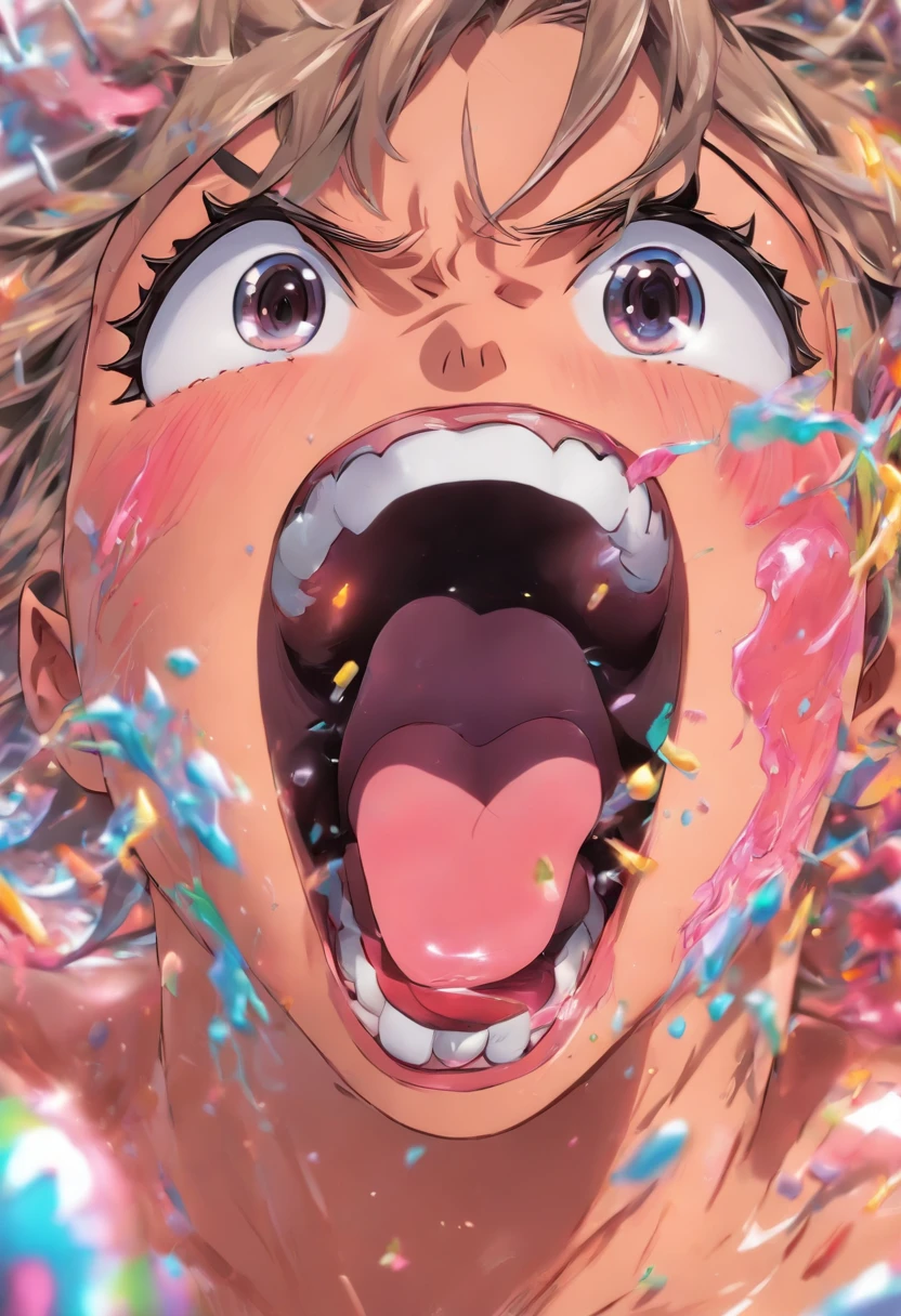 Ahegao girl ejaculation on the tongue feels good