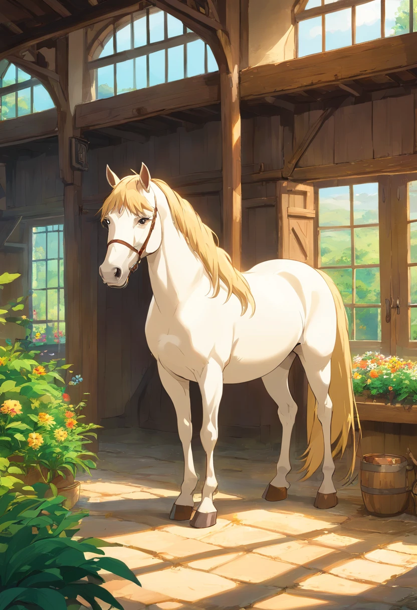 (Best quality, 4K, high resolucion, Masterpiece:1.2), Ultra-detailed, Realstic:1.37, Hdr, impressionniste, Vibrant colors, softlighting, Gauguin's influence, Passionate atmosphere, Sensual depiction, natural beauty, Moment intime, Environnement rural, traits expressifs, Emotional connection, Equine Bond, Pose candide, Rustic Stables, Authentic representation, Textures riches, verdure luxuriante, tranquil ambiance, Delicate brush making, composition harmonieuse, mouvements gracieux, Sensitive Lighting, Artistic freedom, atmospheric perspective, Poetic representation, Evocative landscapes, Compelling narrative, Une narration captivante, Formes organiques, The majestic presence of the horse, Interaction with the RFP, Cultural reference, Aesthetic pleasure.