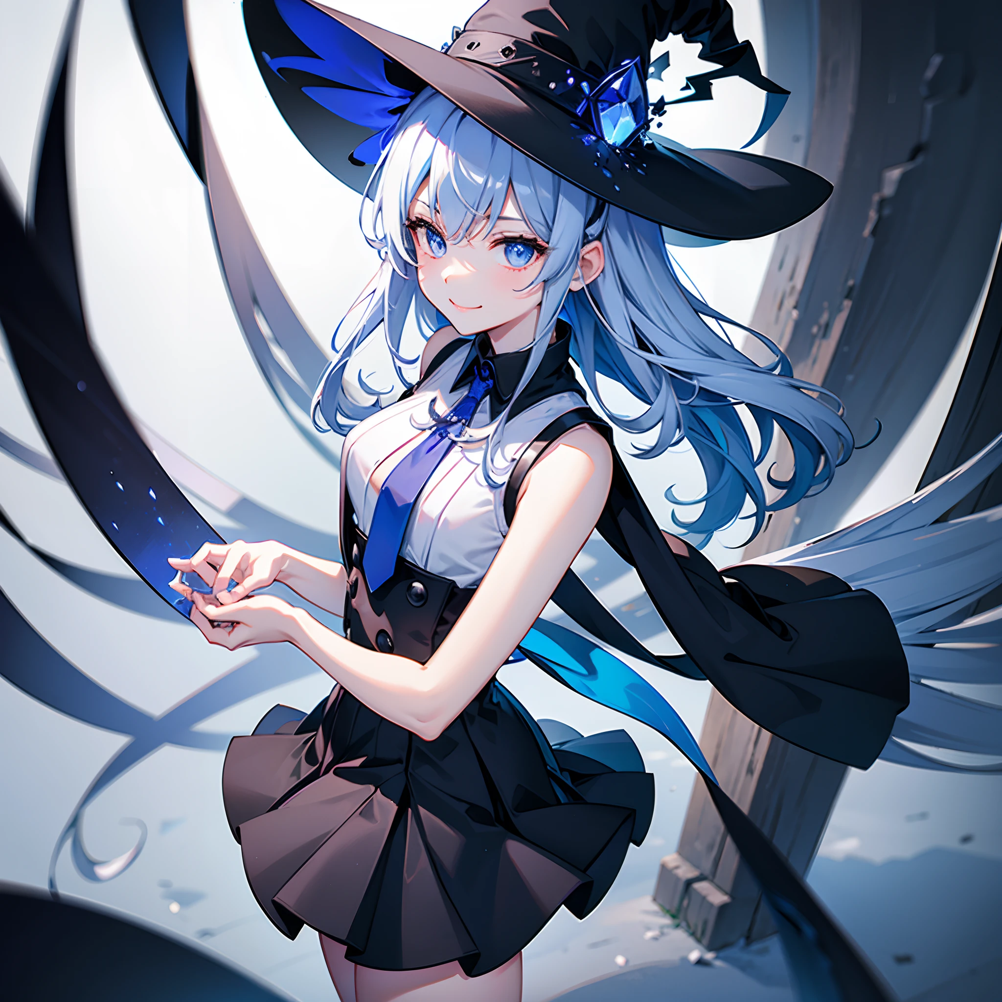 Anime girl in witch costume holding a glass of wine, witch academia, little witch academia, The Witch, portrait of a young witch girl, , wataru kajika, female occultist, alchemist girl, Portrait of a witch, anime girl with long blue hair and a white shirt and black skirt, Hatsune Miku, Portrait of Hatsune Miku, Hatsune Miku short hair, vocaloid, hatsune miku portrait, Os amigos, mikudayo, Anime girl with teal hair, Hatsune Miku cosplay, hatsune miku face, style of anime4 K, An anime girl, attractive anime girls,Smile with teeth bared,With a wide-brimmed witch hat