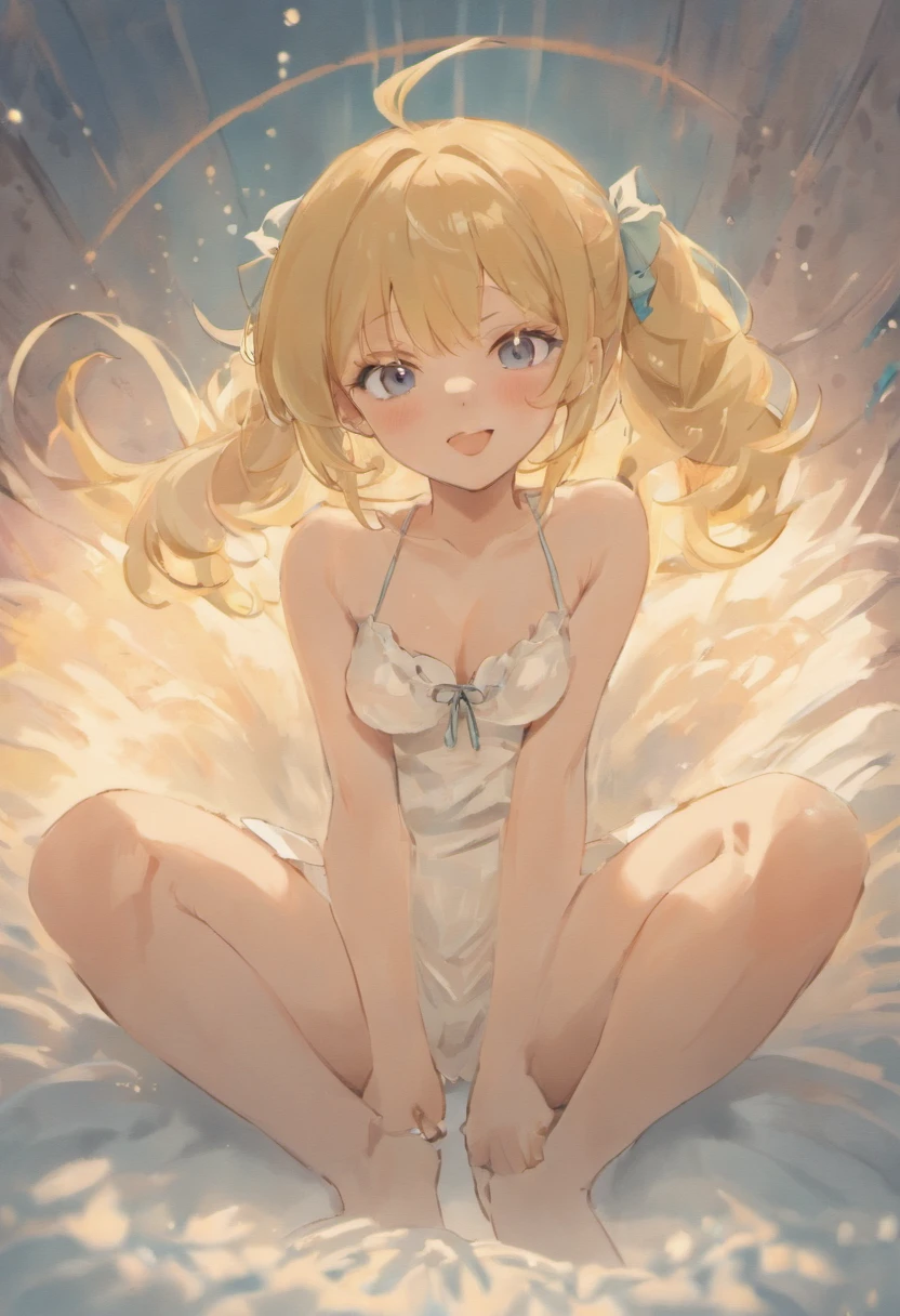 cute girl ABDL wearing large diaper smiling embarrassed blushing wetting herself cute adorable precious flat chest