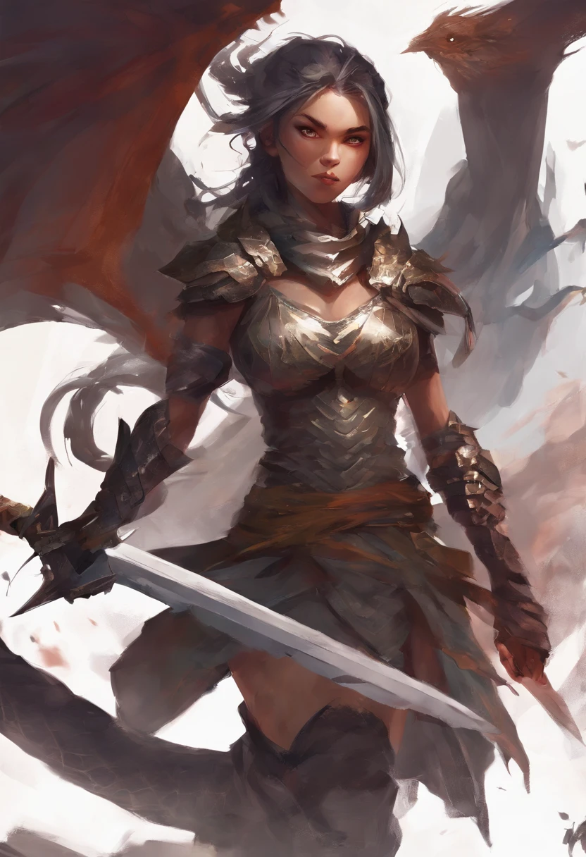mythology, dragon slayer girl with sword