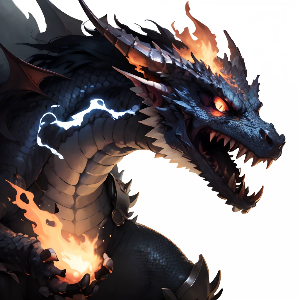 buff fire breathing dragon character only white background