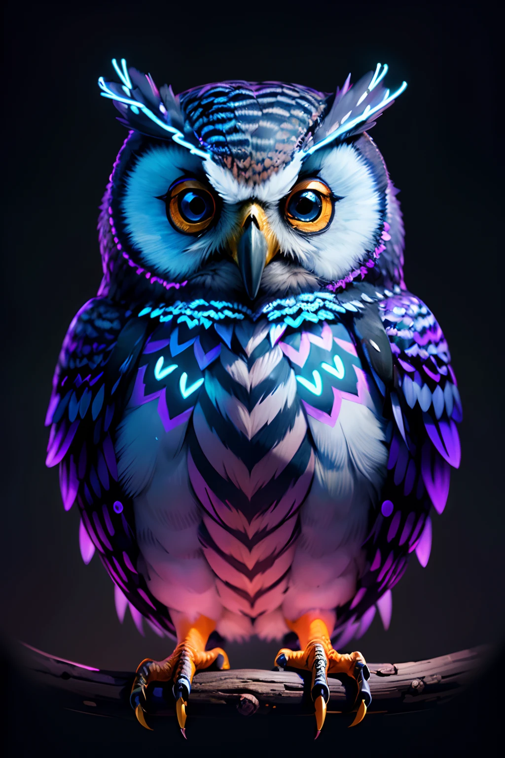 (((masterpiece))), (((neonart))),realistic , neon owl, high detail neon owl glowing, neon  owl, neon tree, neon moon, in a black background,