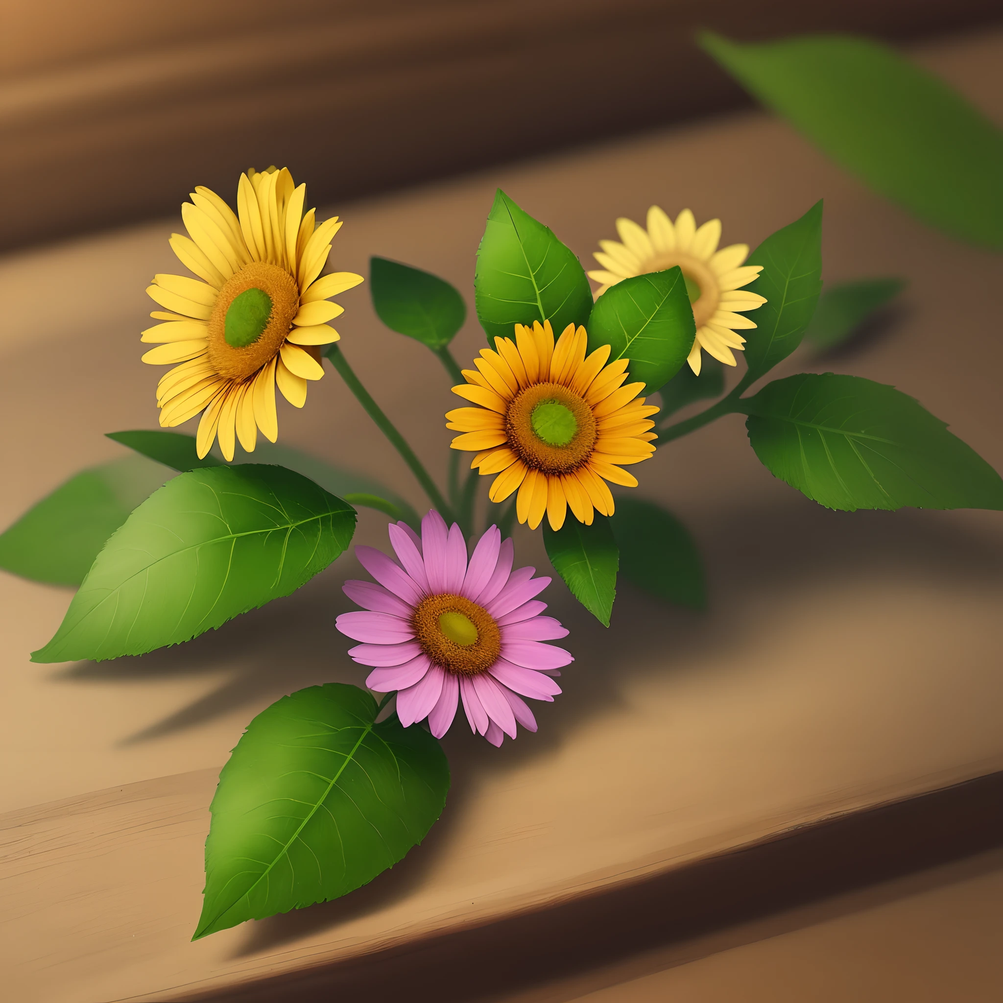 One daisy flower with poison ivy leaf