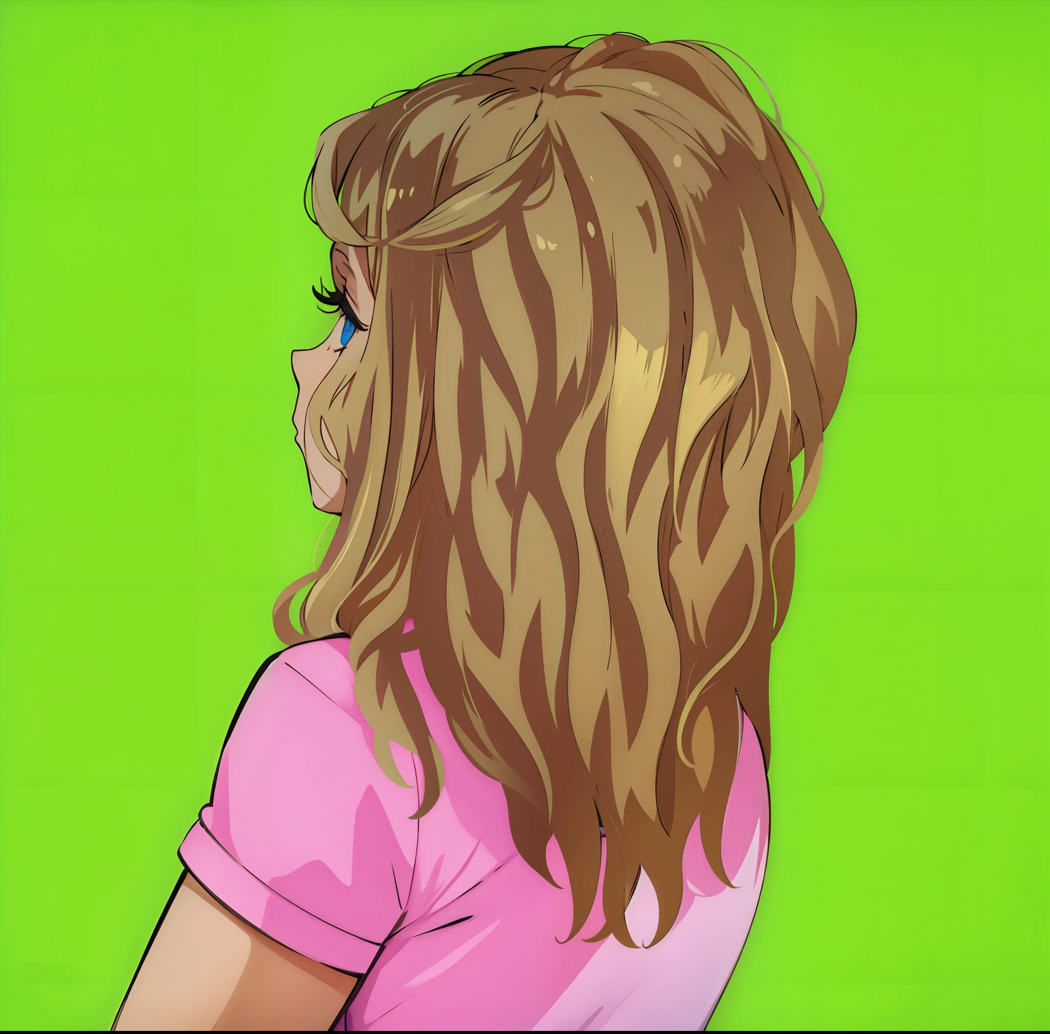 a girl with blond wavy hair