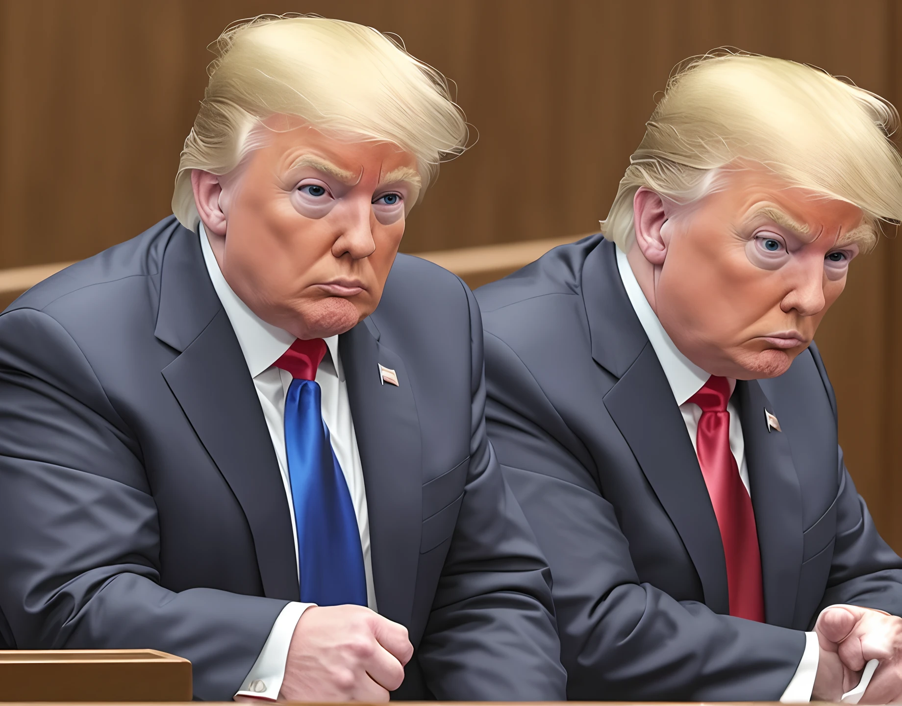 Donald Trump realizing he just pooped his pants in court