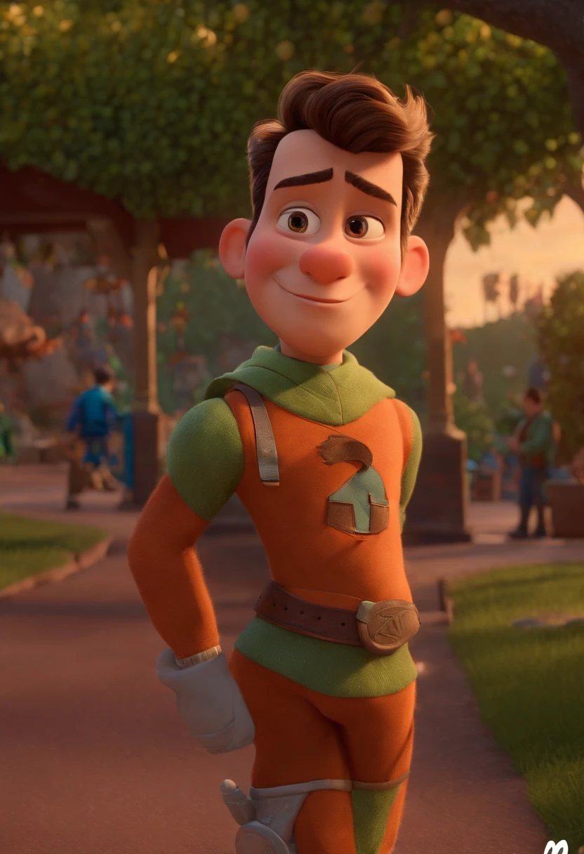 (Pixar 1.23 estilo) 1 homem ((parte superior do corpo frente, busto tiro)), solo, bonito, careca, tracksuit bonito, playground, ((obra-prima, mais alta qualidade)), (composite lighting)