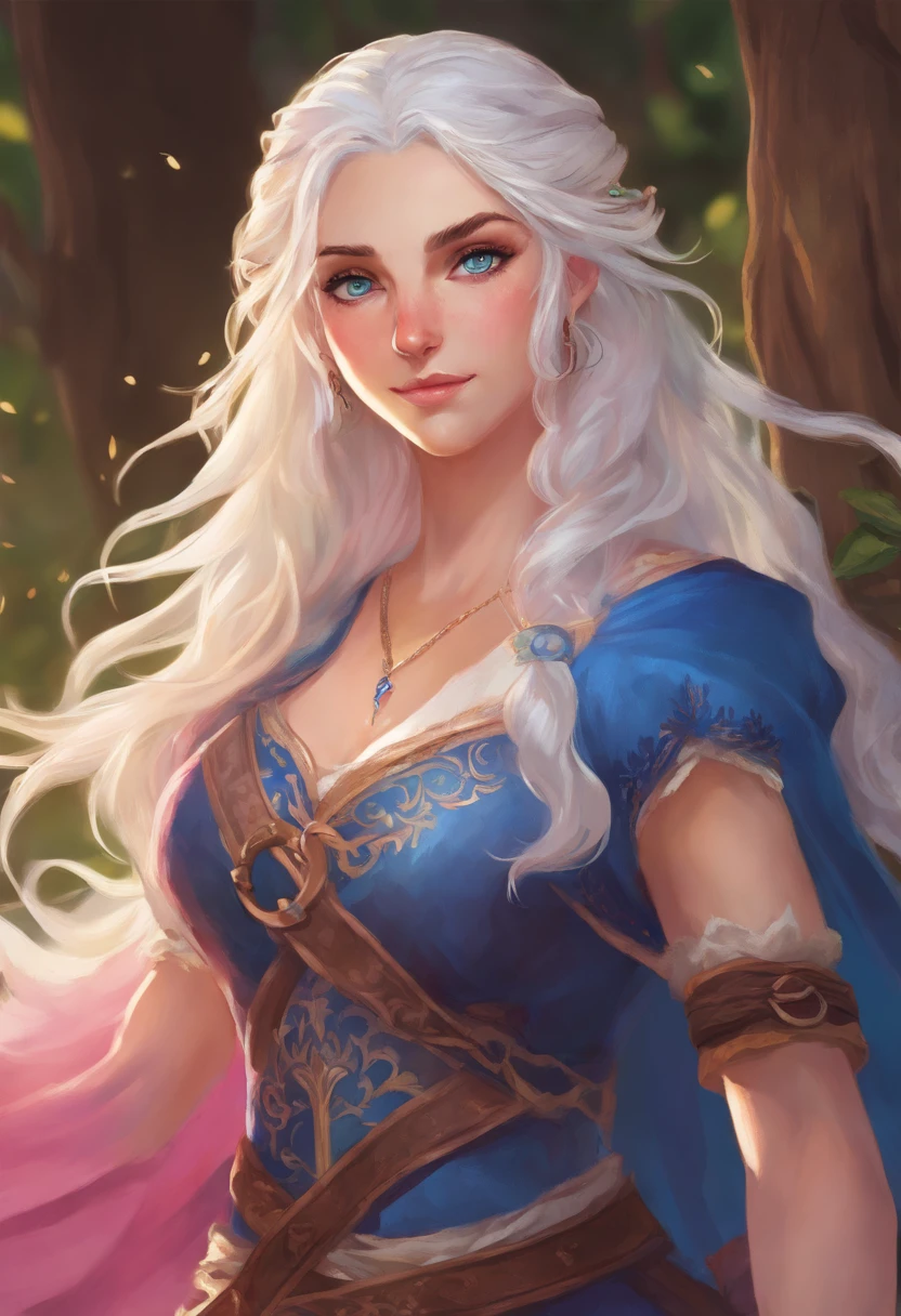 Emily Allen Lind , Elva , archer , With 2 silver hair daggers with white locks and pink and blue eyes
