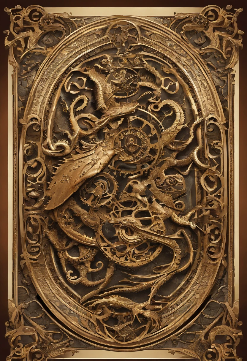 mythology, 3d dragon slayer design for back of playing cards, shadows