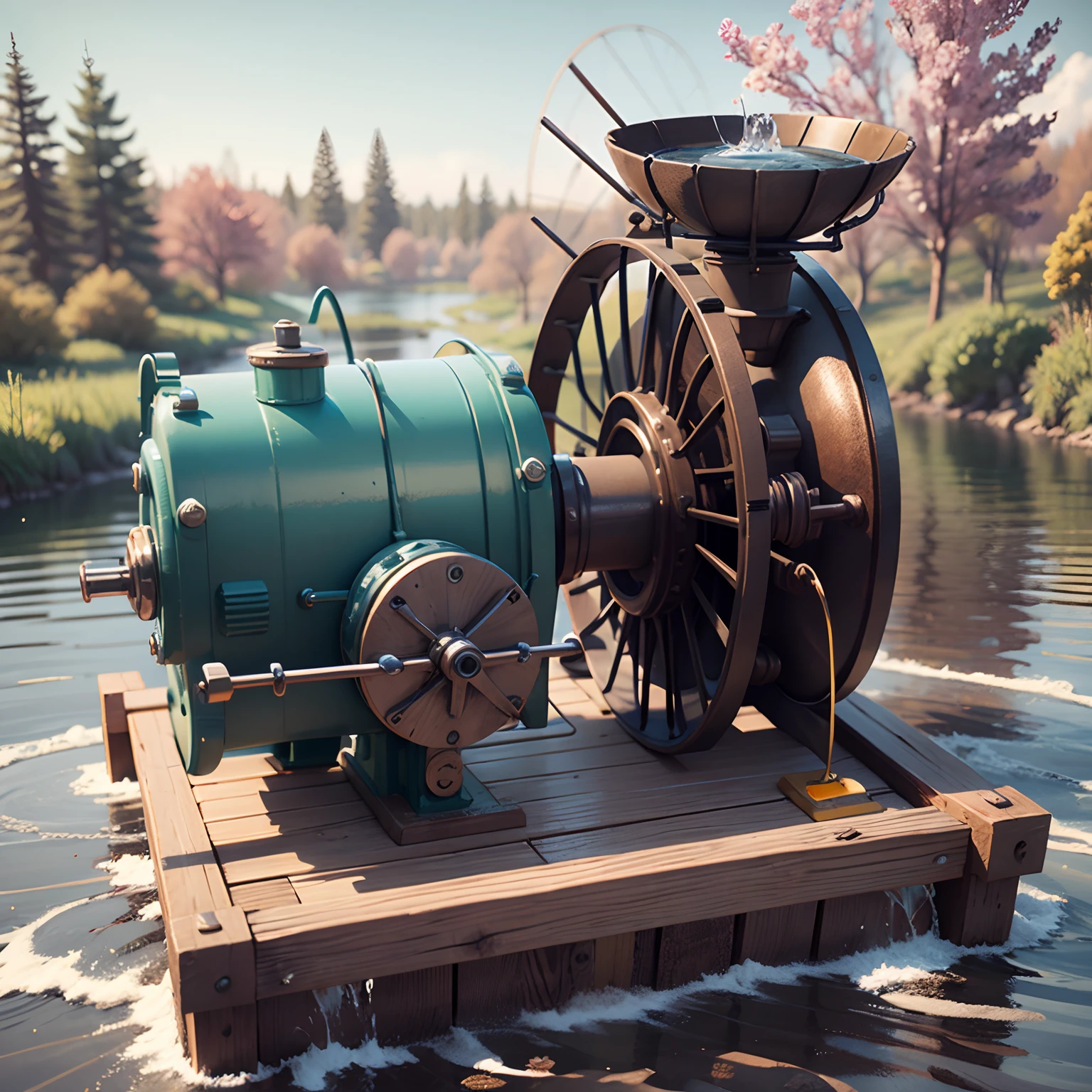 water wheel water pump and generator 3d --auto --s2