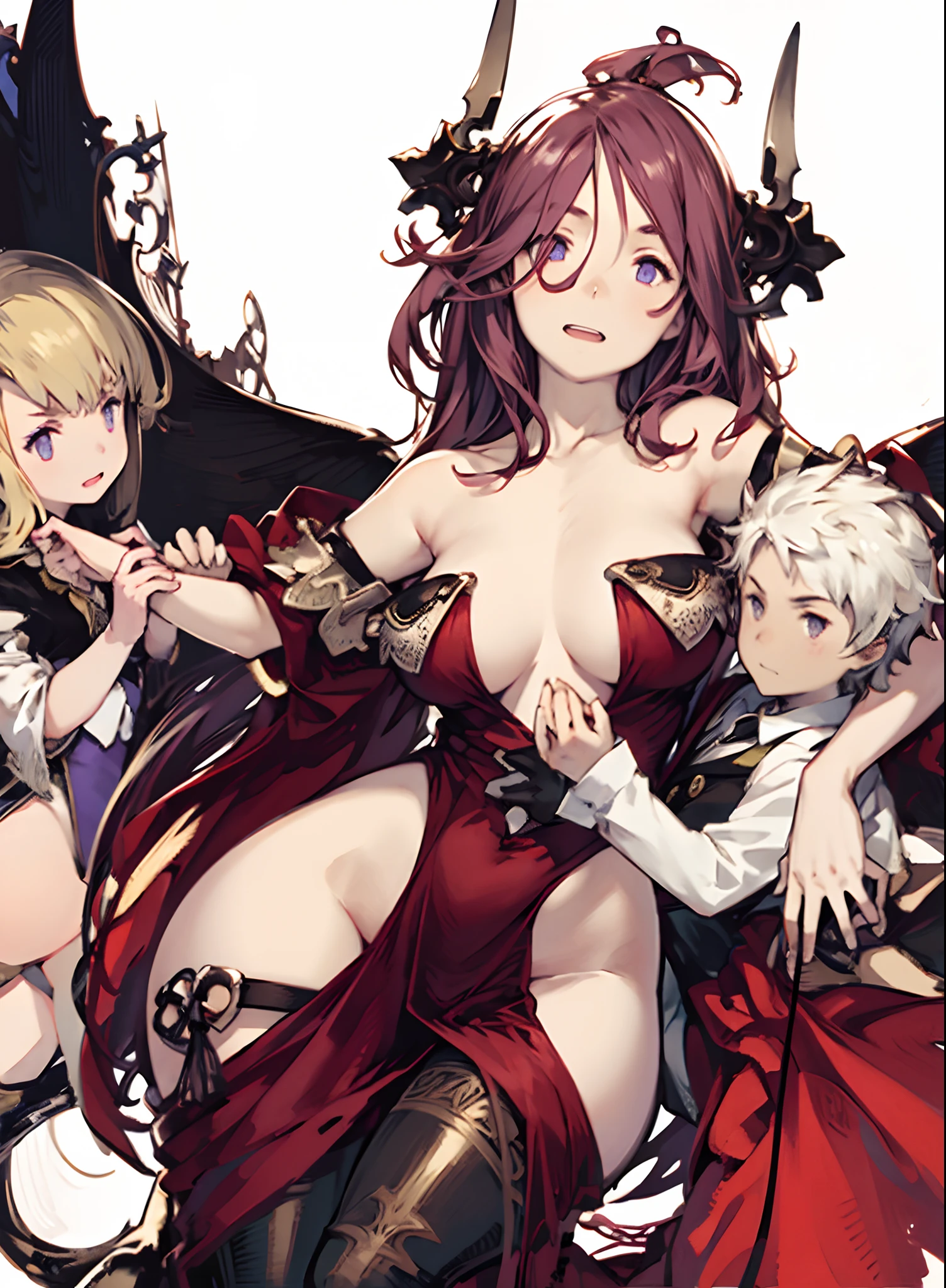 yoshida akihiko, 1girl, bravely default: flying fairy, bravely default \(series\), Nier, final fantasy, purple eyes,