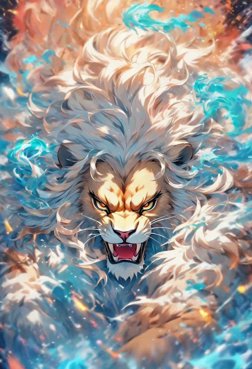 splashart, lion head, Delicate mane ((white backgrounid)), piercingeyes, Epic Instagram, art  stations, Color paint style+, Contour lines, hyper detailed intricately detailed, illusory engine, magnifica, intricately details, Splash screen, Complementary color scheme, realistic concept art, 8K分辨率, Deviantart's masterpiece, An oil painting, Heavy brushstrokes, Ink drops, Splash proof