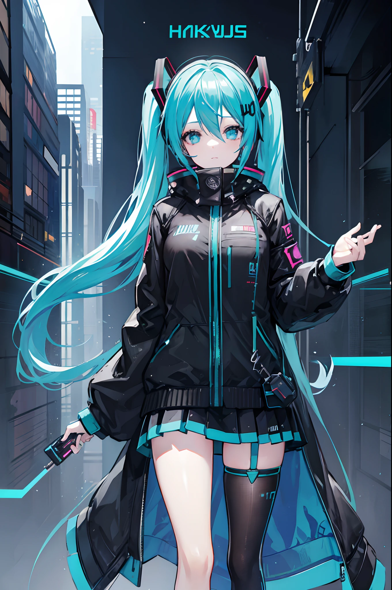 Hatsune Miku Hacker em Watch Dogs Universe e Cyberpunk 2077, Black Coat