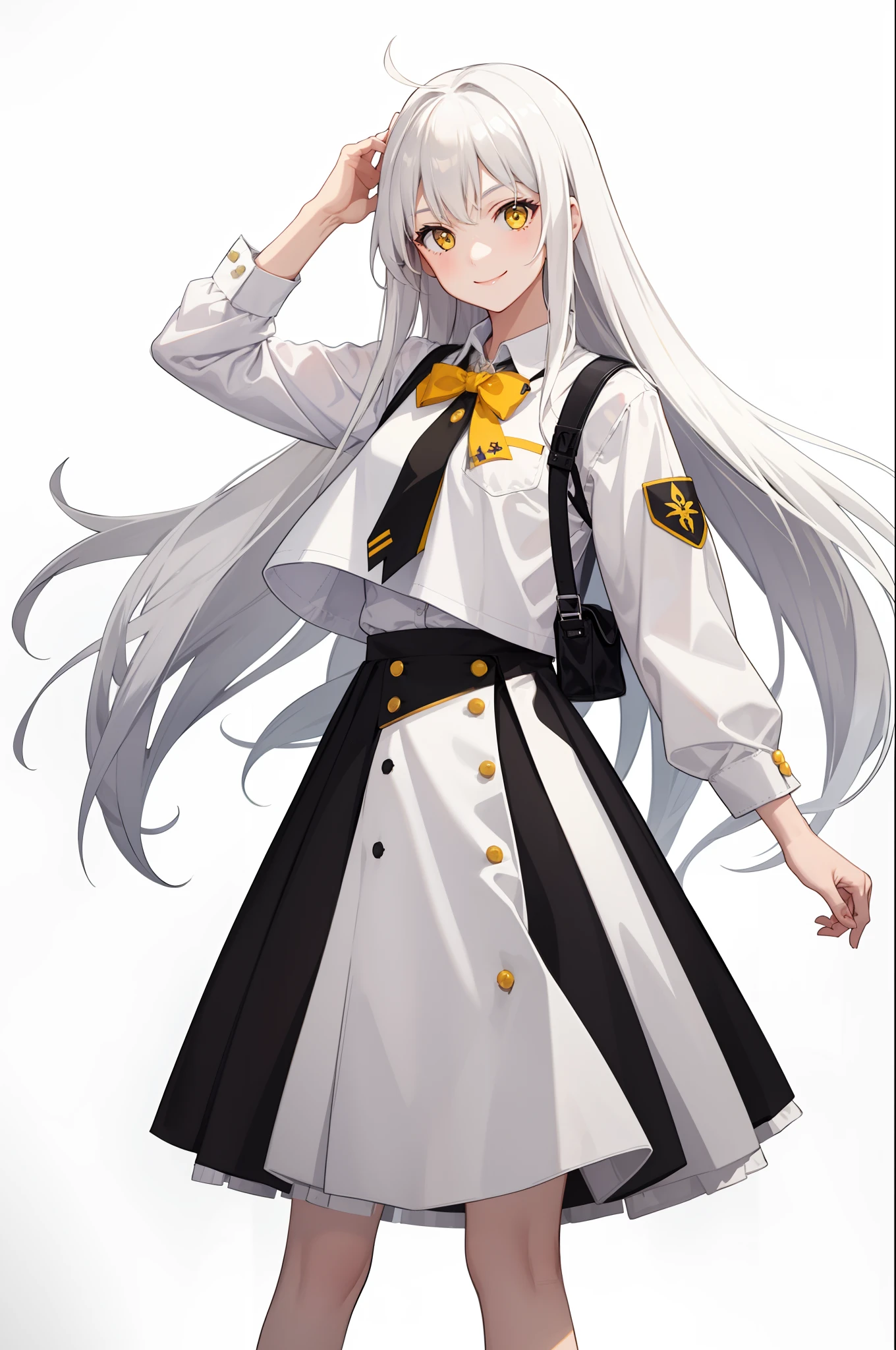 (masterpiece, Best quality),  complex parts,
1 Girl,     to freeze, long hair, Pointed ears, JEWELRY, earrings, ponytail, long sleeves, lure, white lure, dress, split bangs, white dress, belt, tights