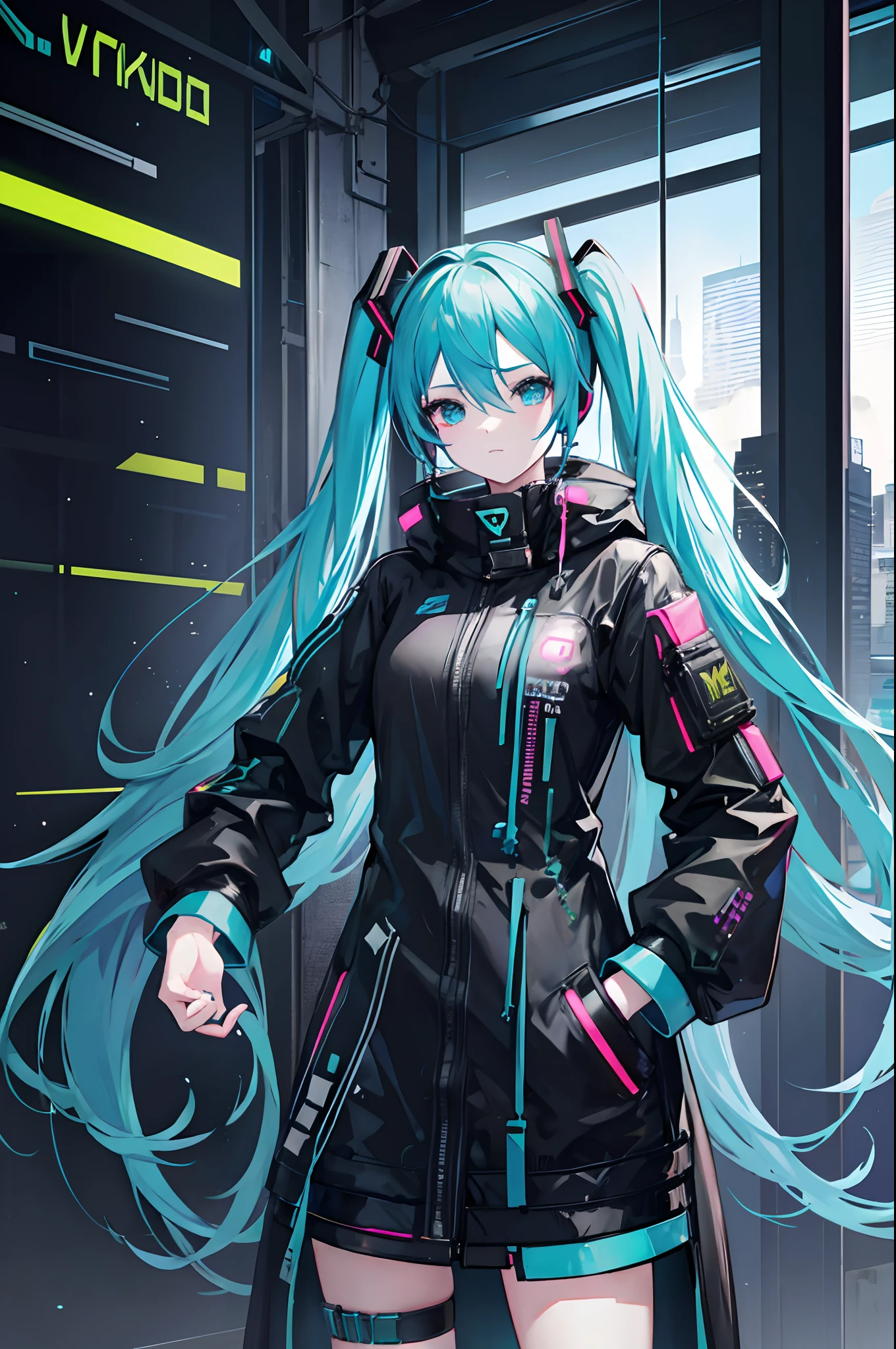 Hatsune Miku Hacker em Watch Dogs Universe e Cyberpunk 2077, Black Overcoat