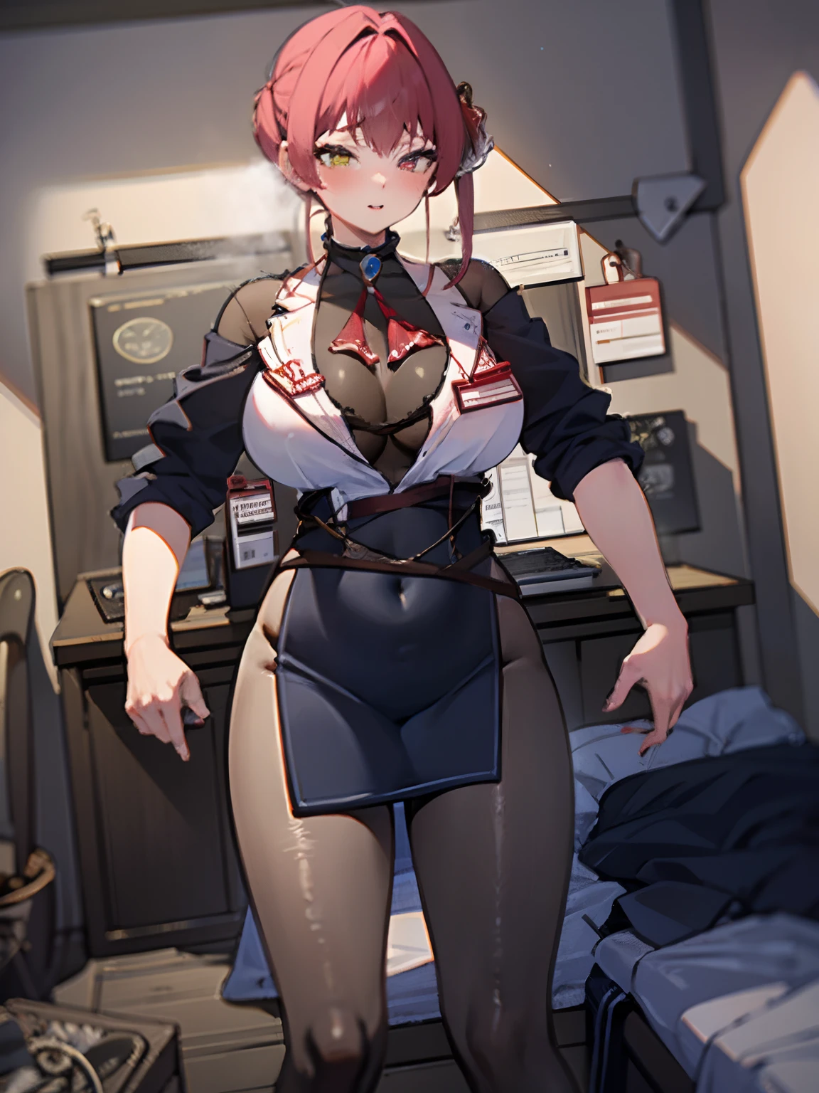 ((masterpiece)), ((best quality)), Hoshou Marine, sexy, cleavage, huge breasts, big thicc, luxury eyes, super saiyan,