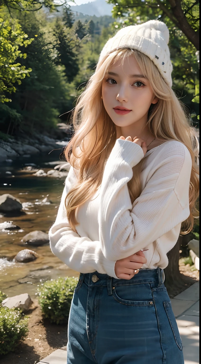 fullbody(8K, 4K, Best quality, A high resolution:1.2), (marsterpiece, Realistic, photograph realistic:1.37), 1girll, Solo, Beautiful face, eyeslashes, nase, Glossy lips, (Detailed eyes, view the viewer, Fair skin, White skin:1.5), fine complexion, Upper body, skin texture, small face moles,
Large breasts, Busty, , (:1.5), Outdoor, two sides up, absurdly long hair, Blonde hair, Pink hair, bangs, hair adornments, bow, wearing denim, standing at the mall,
Younger, aged down,Abs，1girl, platinum blonde curly hair, full body, stpeach body, Emiru smile, amazing proportions, (pokimane), @Soft light, photo realistic, best quality, hyper detailed, beautiful woman, selfie photo, upper body, solo, wearing dress, covered in flowers, outdoors, (night), mountains, real life nature, stars, moon, (cheerful, happy), sleeping bag, gloves, sweater, beanie, flashlight, forest, rocks, river, wood, smoke, fog, clear sky, analog style, looking at viewer, skin texture, film grain, close up, ultra high res, best shadow, RAW, instagram LUT