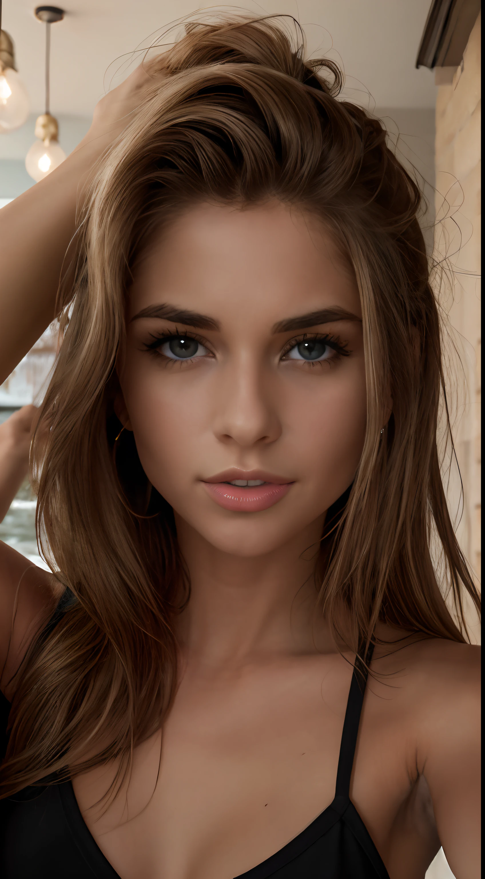 Masterpiece, Ultra realistic, 16k, dream atmosphere, r3b3cc4 young girl, sexy (erotic), 1 girl (pretty young) Alone, delicate (seductive) female face, long silky hair, looking at viewer, blue eyes, brown hair, simple background, white background, jewelry, earrings, necklace, young beauty, portrait , hoop earrings, realistic, soft lighting, professional photography, Photorealistic, detailed eyes, muscular female body, defined muscles, delicate feminine, big natural breasts, hot belly, proportional narrow waist, proportionally big hips, thick legs, pretty, nude, different sensual positions, RAW, analog, sharp focus, 8K, high definition, DSLR, high quality, Fujifilm XT3 , film grain, award-winning, Work of art 