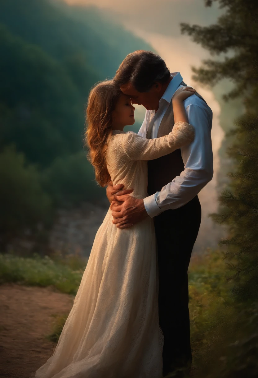 "Describe a touching scene of a girl and her father embracing. Detail the emotions they convey through this gesture, the setting they are in, and the significance of this hug in their lives. Explore how this moment strengthens their relationship and the love they have for each other."