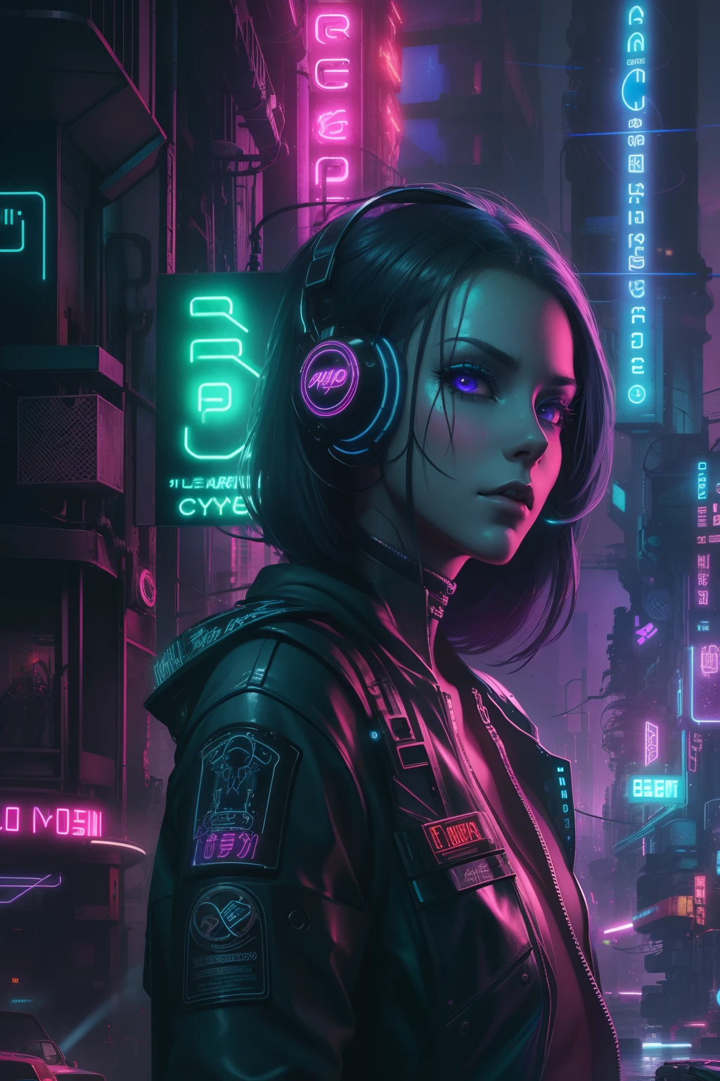 detailed portrait Neon Operator punk rock skeleton, cyberpunk futuristic neon, reflective puffy coat, decorated with traditional Japanese ornaments by Ismail inceoglu dragan bibin hans thoma greg rutkowski Alexandros Pyromallis Nekro Rene Maritte Illustrated, Perfect face, fine details, realistic shaded, fine-face, pretty face