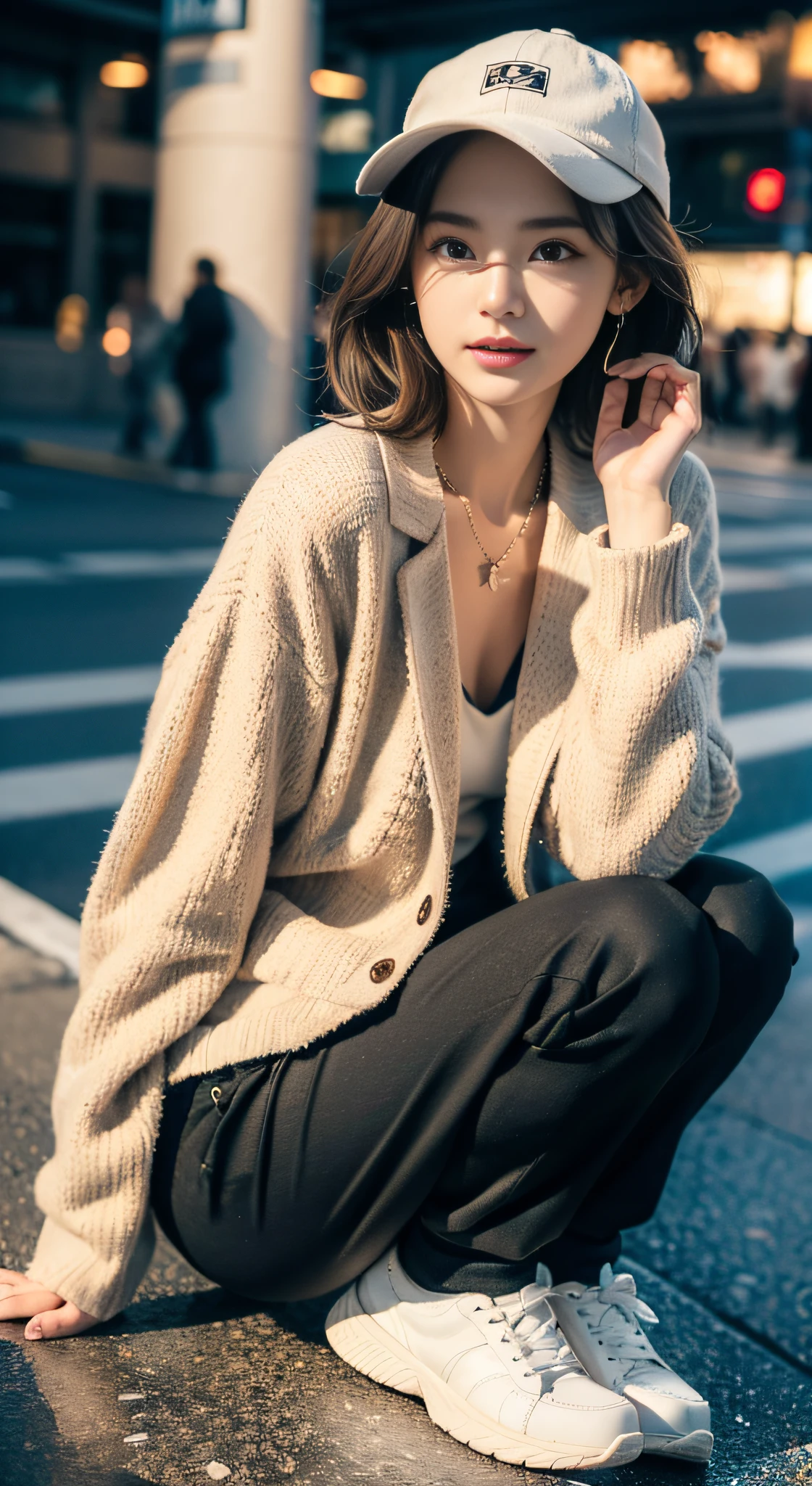 (((32K,very high res, high detailing, highly accurate,Masterpiece Girl 1:1.5))),Raw photo & realistic atmosphere,beautiful dark blue eyes,Detailed mouth,Glossy lips,Detailed eyebrows,Soft white skin that shines with every detail,,Eyes drawn in detail、Very beautiful eyes with azure eyes,Detailed lips、Very beautiful face,Very well-formed face、Lifelike face,shiny beautiful lips,Beautiful eyebrows,Infinite reality,Best design,(Insanely cute Japan -yeld hischool girl,,Beautifully shaped breasts,Very cute beautiful girl,Little Gilthy body,Outstanding style:1.5),Best Natural Makeup,Japanese ido,Korean Idols,Young sensual idol,Moist eyes,Dark Beautiful Deep Eyes,Beautiful butt,beauty legs,,camel's foot,:1.3),超A high resolution、,Natural and realistic face,Back lighting,Pure eyes are too cute,(((photorealisim,Photograph the whole body))),,Reality Live Action,(Fashionable earrings,,a necklace,A bracelet,gyuru,Glossy nail art,Women's Teens Street Winter Casual Fashion,Down coat,Black pants,white shoe,Hats,Calm and fashionable girl,light brown hair,short-hair,Ear Hair,独奏,little smiling,full body Esbian,Show full-body fashion,sitting cross-legs,Show me your white shoes, Only beauty young cute 15 year old girpetite and very cute 15-year-old girl:1.7),Nighin uya