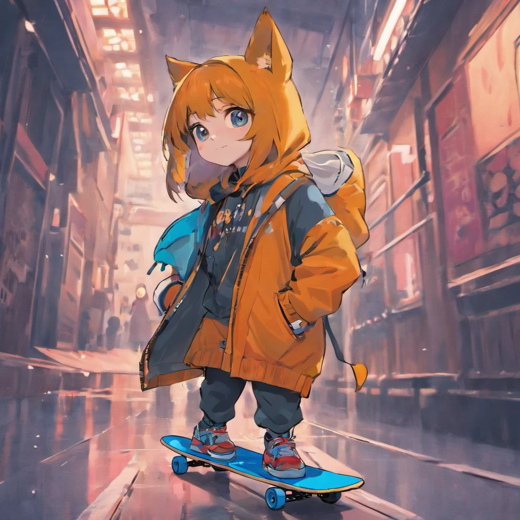 There's a dog wearing a jacket and hoodie on a skateboard, adorable digital painting, cute detailed digital art, fursona wearing stylish clothes, digital painting highly detailed, wojtek fus, Comic book art style, cute digital art, Striking detailed art style, Art pour enfants dans ArtStation, Highly detailed character design, cartoon art style, Digital Cartoon Art of Painting, Cartoon Digital painting