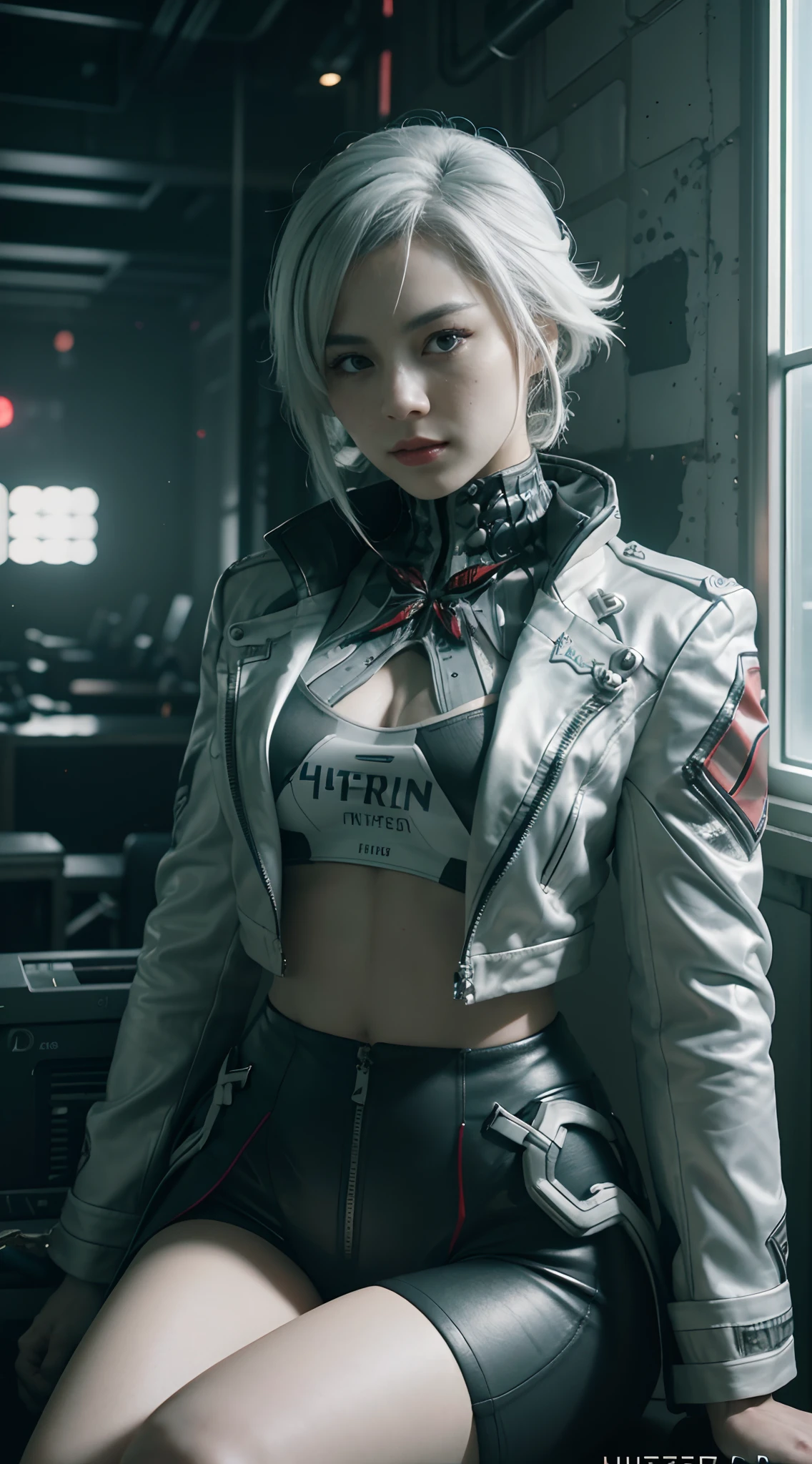 27 years old, gorgeous cute  Korean girl, smirk, freckles, ((Best Quality)), ((Masterpiece)), (Very Detailed:1.3), 3D, Shitu-mecha, Beautiful cyberpunk woman with her black mech in the ruins of a city in the forgotten war, Ancient technology, white hair, HDR (High Dynamic Range), ray tracing, NVIDIA RTX, super resolution, unreal 5, subsurface scattering, PBR texture, post-processing, anisotropic filtering, depth of field, maximum sharpness and sharpness, multi-layer texture, albedo and highlight maps, surface shading, Accurate simulation of light-material interactions, perfect proportions, octane rendering, duotone lighting, low ISO, white balance, rule of thirds, wide aperture, 8K RAW, efficient sub-pixels, subpixel convolution, luminescent particles, light scattering, Tyndall effect