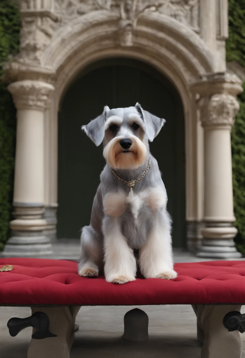 Sitting Miniature Schnauzer、Benches、royal family、royal family