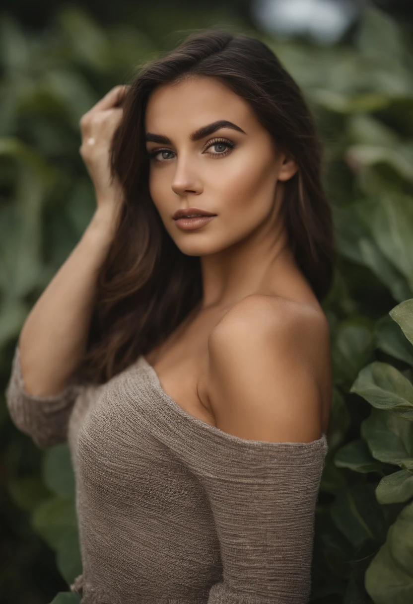 mulher arafed com seios grandes, menina sexy com olhos verdes, Retrato Sophie Mudd, cabelos castanhos e olhos grandes, selfie de uma jovem mulher, Olhos do quarto, Violeta Myers, sem maquiagem, maquiagem natural, Looking directly at the camera, Rosto com ArtGram, maquiagem sutil, Impressionante tiro de corpo inteiro, olhos verdes penetrantes, beautiful angle, menina bonito, imagem de corpo inteiro, corpo inteiro, Tiro de corpo inteiro, Deusa morena, High detail, pose sexy, boate, partido, fun