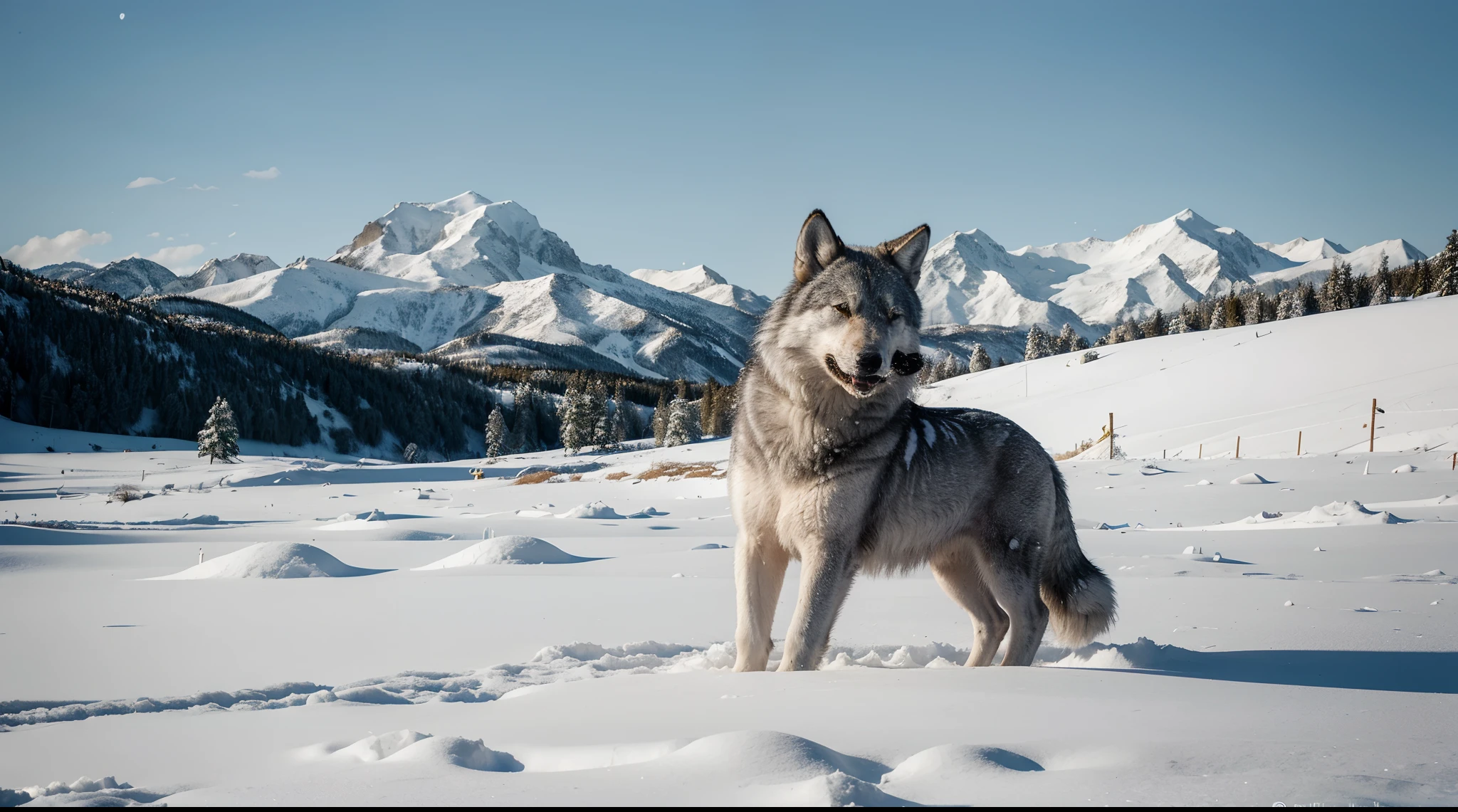 Um lobo parado na neve olha para cima, foto de lobo, Uivando, lobo, Wolp, grande lobo, lone wolf, uivando na lua, No or in the snowfield, lobo, Not ous and your treasures, Not or howling at the full moon, O lobo uiva na lua, lobo cinza escuro, No or, Not human-like