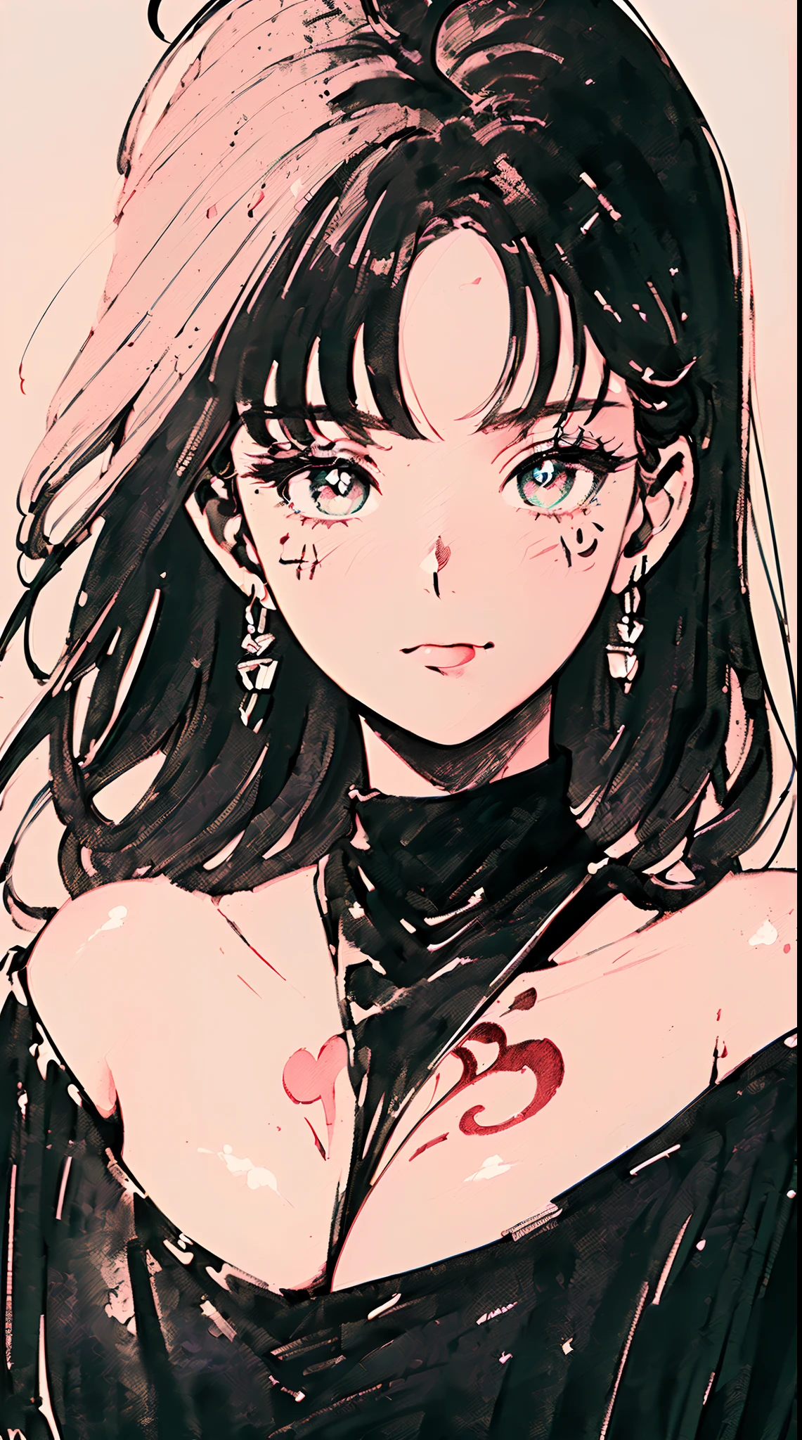 (((((((ink painting,monochromatic world, using only shades of black, white, and sapphire,Dark Style, Grim,pubic tattoo,))))))(((off shoulders,cleavage dress,high turtleneck sweater,))) (((saliva,tongue from mouth,blush:1.7,baggy cuffs,off shoulders))),(zentangle:1.1), (geometric:1.1), ((1girl,under-aged,amazing,sharp focus,seductive girl,Solo,from above:1.2))(Masterpiece,Best quality, offcial art, Beautiful and aesthetic:1.2),((超高分辨率,Golden ratio,)) (16k),((upper upper shot,close of face:1.2,focus on face:1.2,Female dream demon,sagging breasts,gigantic breasts)),(Physically-based rendering),Sharp focus, (((highdetailskin,))),Intricately detailed clothing,Delicate pupils,heart pupils,crimson pupils,danfeng eye,((((detailed hair|middle hair|steep bangs|Long bold side bangs|top bow|ahoge)))),Slender,(masterpiece sidelighting),(The sheen),(beautiful hair,beautiful eyes,)((unbelievable Ridiculous quality,blur background,)),((extremely_Detailed_Eyes_and_face)),Movie girl,(Dynamic configuration: 1.2),Brilliant,Glossy, (Photorealistic), ((hairpin)), two-sided fabric,disheveled hair,Ultra-precise depiction, Ultra-detailed depiction,
