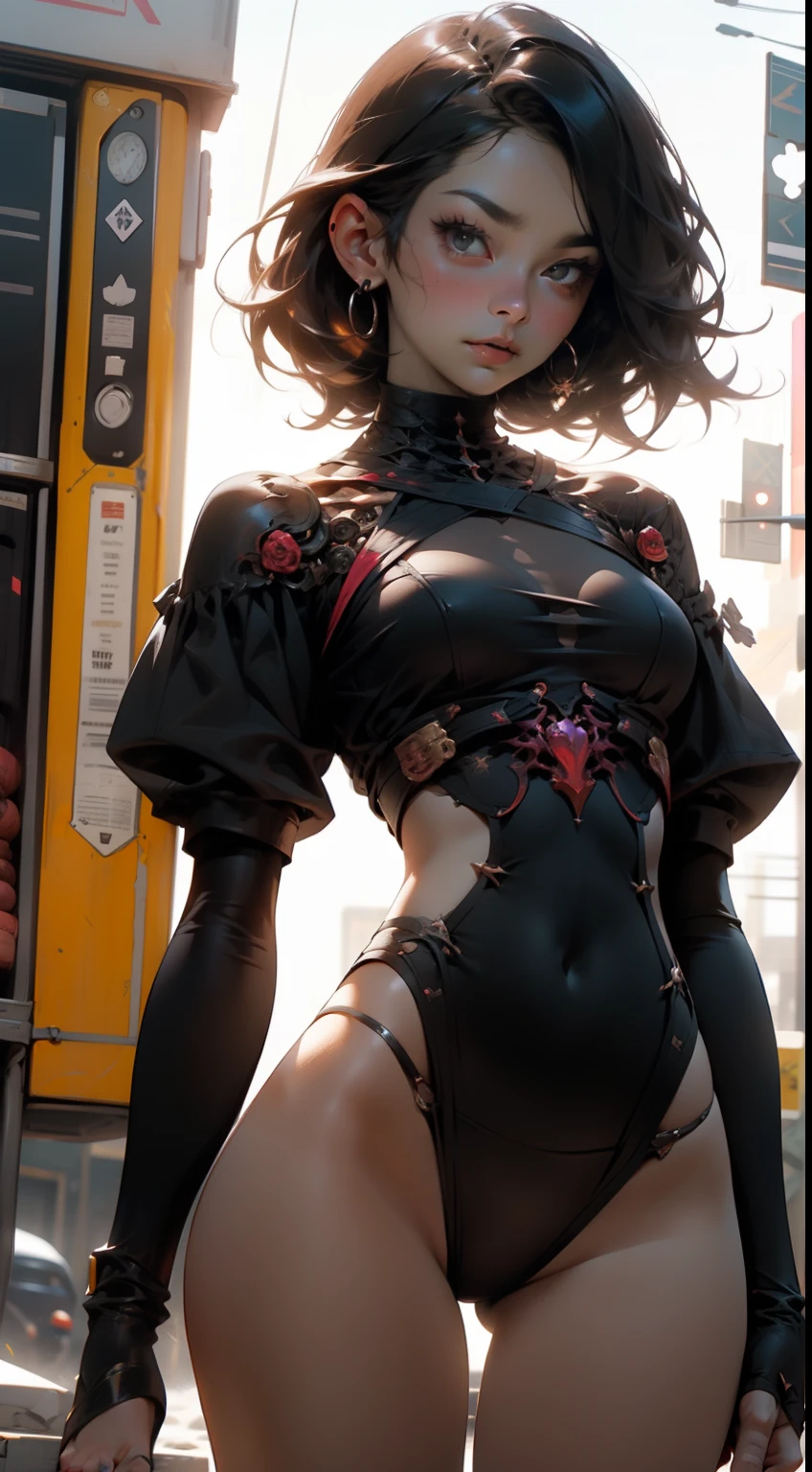 Obra maestra, 4k, detalied, Beautiful, senos grandes, caderas anchas, muslos gruesos, Exposed rib cage, bony stomach, Stomachless, columna vertebral, Cabello largo y negro, ruboroso, maquillaje espeso, bonita, Vestido victoriano, bruja, vestido de bruja