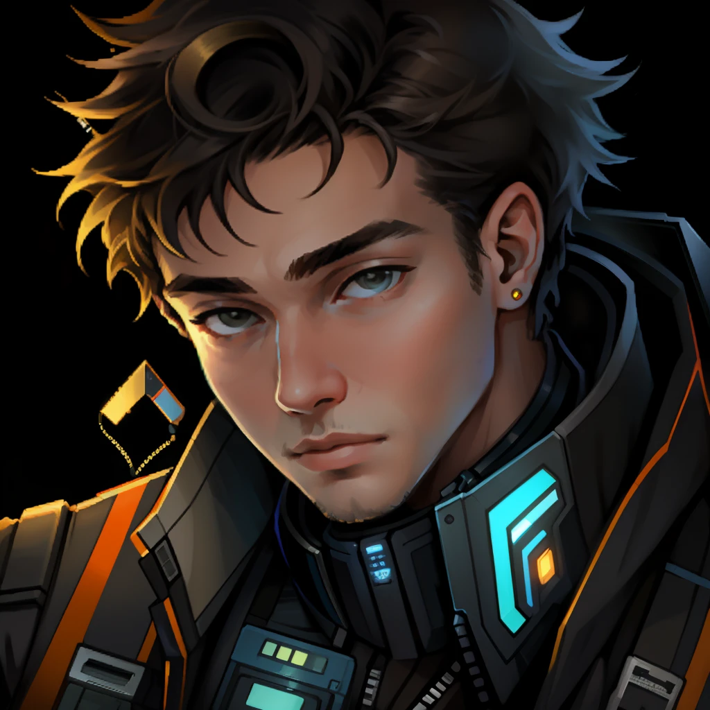 starsector, a portrait of a young man, blank background,