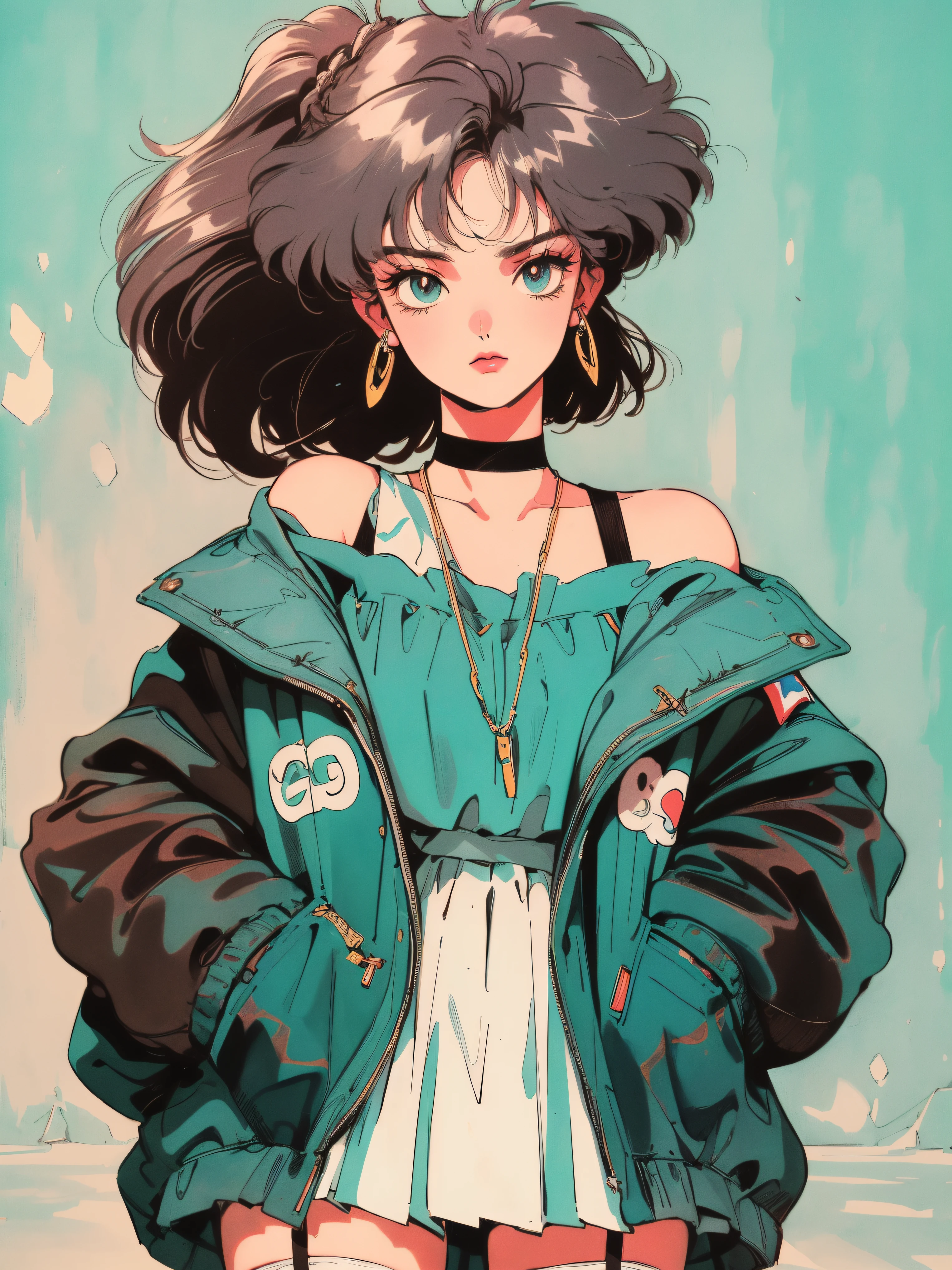 ((((90's anime style,1990s style,1970s anime，have the style of folk portraits，retro style posters,chicano inspired retro fashion，renaissance,  retro style inspiration retro, stone visual aesthetic style, hand painted details, fresh and clean appearance，))))(masterpiece:1.2, best quality,top quality,epic quality,UHD), (detalhes intrincados),((head tilts,hands in pockets,)) 1lady, solo,minimal makeup, tecidos naturais,innocent, cara travessa,((rich background,))  ((Remains of a cliff wall,))Brass hair,{longhair|natural curved|ahoge| hairclip|high ponytail},claros, franja, franja na testa,incredibly_absurdres pupils,saia plissada, (((sagging breasts))), face madura, detailed face, ((ultra-detailed,  lovely)), (geometric:1.2),)),  ((off shoulders,frills,sleeves past wrists,hot pant，white stockings,))ray tracing,god lighting,god ray)),((extremely_Detailed_Eyes_and_face)),(Beautiful and aesthetic: 1.2),Brilliant,unbelievable Ridiculous quality,)),((extremely_Detailed_Eyes_and_face)),(Beautiful and aesthetic: 1.2),Brilliant，Ultra-precise depiction, Ultra-detailed depiction,Bokeh (85mm Shot)，(((Delicate fingers and hands:0.55))::0.85))),(Detailed fingers),