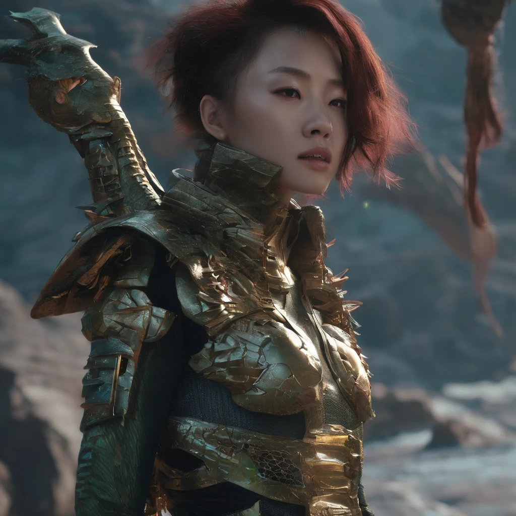 cinematic cgsociety,，Tropical canyon battle scene、Chinese big breasts、Quaint、three kingdom、ember、100 people、Telephoto vista（CG）、Intense CG battles、high detal、masuter piece、NSFW，Multi-layered long-sleeved gauze garment，Quick-drying vest，Linen sweater，Crocodile skin cape，golden shoulder pads, Silver hammer pattern cape, Burgundy body hair，Water vapor female spy，Shower buttocks green fruit milk jelly flat chest，Pine silk fish net knee brace space dance，Hexagonal prism，Put on a pineapple knife sprinkled with gold，extremely happy，Zhou Dongyu（Tropical canyon battle scene）（（Scenes））(Extremely detailed Cg Unity 8K wallpaper,Masterpiece, Best quality, Ultra-detailed)He played Huang Yaoshi in the movie，