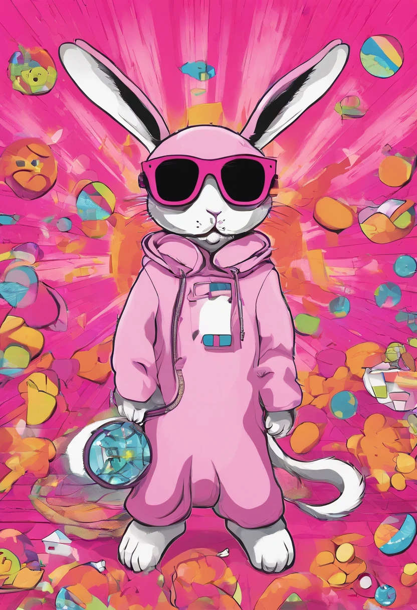 A close up of the Duracell Bunny with sunglasses holding your penis shaped like Duracell batteries in its hand, pink stuffed bunny, vp of marketing, despicable, rhythmic, ultrarelistic, dd, hue, suicide, inspired by January Suchodolski, rabbits, wearing hi vis clothing, promotional render, bright and energetic, title, mule, a stock photo by Joseph Wright of Derby, reddit, furry art, antichrist, stock photo, stockphoto