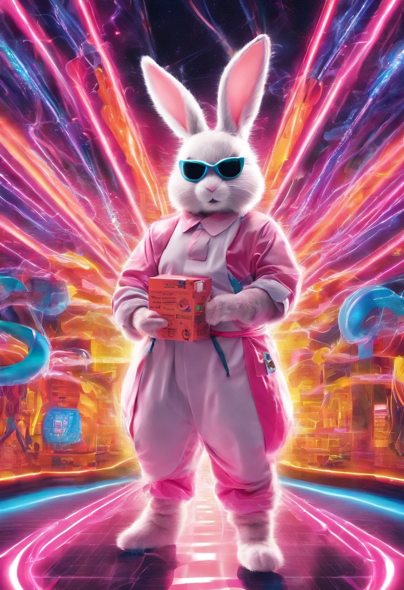 A close up of the Duracell Bunny with sunglasses holding your penis shaped like Duracell batteries in its hand, pink stuffed bunny, vp of marketing, despicable, rhythmic, ultrarelistic, dd, hue, suicide, inspired by January Suchodolski, rabbits, wearing hi vis clothing, promotional render, bright and energetic, title, mule, a stock photo by Joseph Wright of Derby, reddit, furry art, antichrist, stock photo, stockphoto