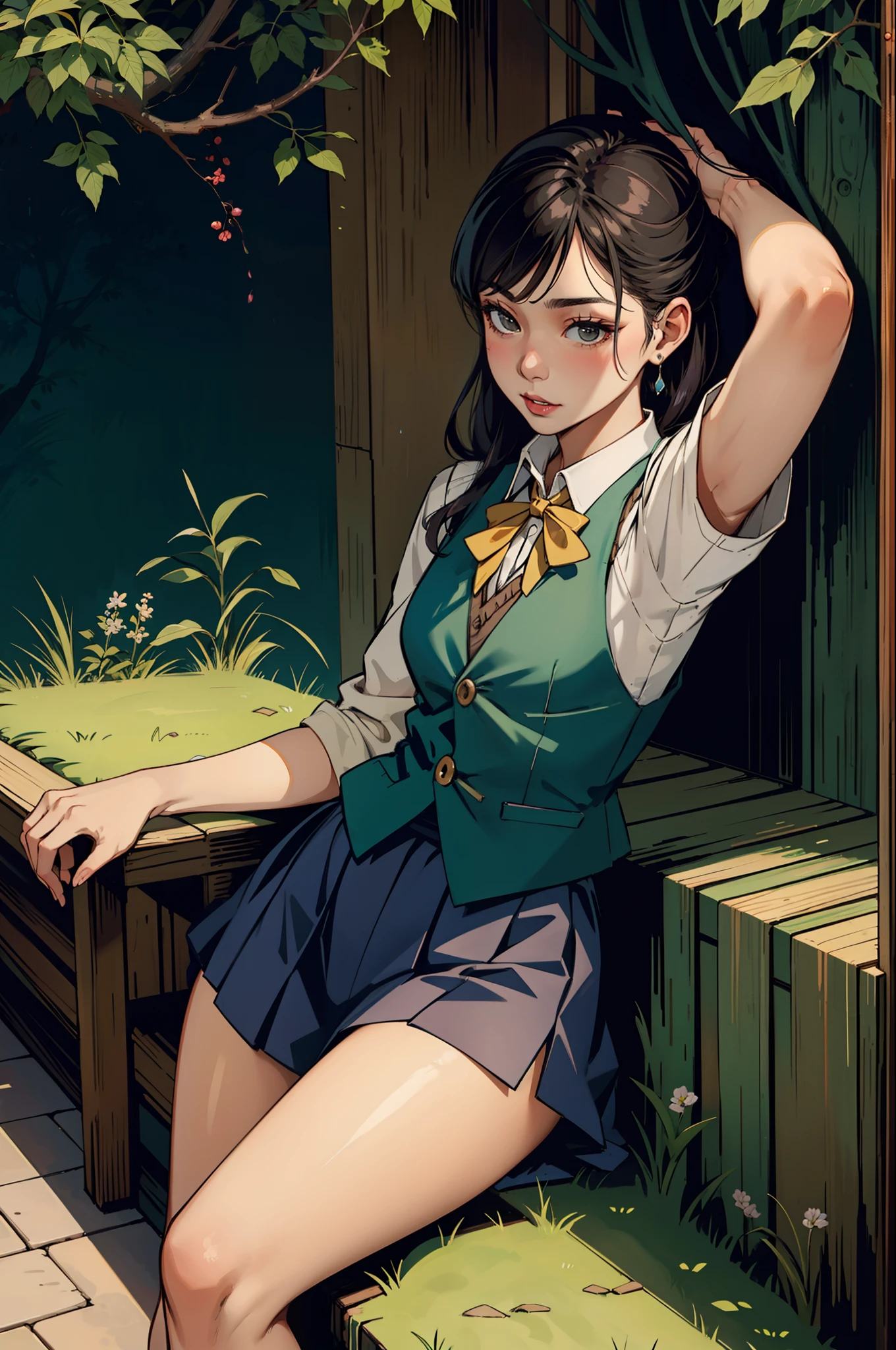 Beth，校服，Pubic hair shows through，long leges，moisty，enchanting，Charming，Beautuful Women，Vest line