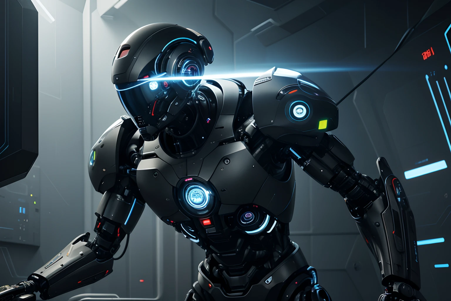an artwork that embodies the essence of cybernetic organisms, blurring the line between humans and machines."