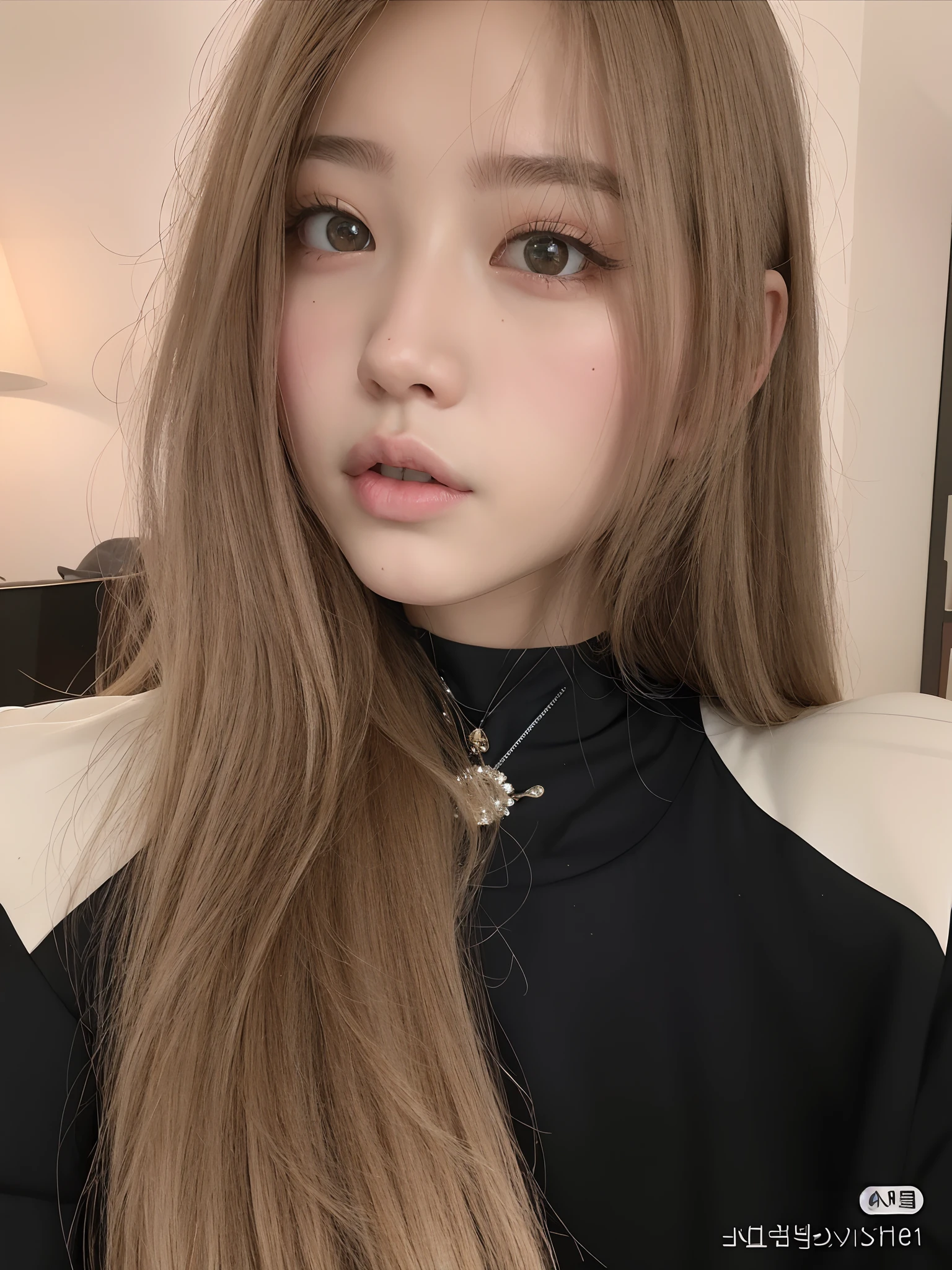 Un primer plano de una persona con el pelo largo que lleva una chaqueta blanca y negra, ulzzang, con el pelo largo, 🤤 girl portrait, Chica coreana, chica linda-fina-cara, con cabello largo y ojos penetrantes, Joven y adorable rostro coreano, Asian girl with long hair, con cara redonda, pale round face, Wan adorable cara coreana, Peinado blanco de corte hime