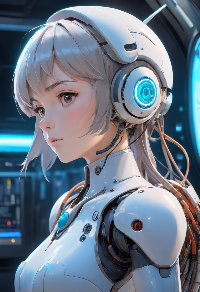 robot girl, android, hanging, short hair, robot_torso, mechanical parts, upper body, cable, masterpiece,
<lora:robotorso_v1.0:0.9>