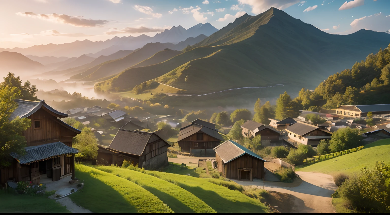 The cover of a book,Rural revitalization has rural areas,There are mountains,Peasant labor,in a panoramic view,inspired by Li Tiefu,filigree,hyper HD