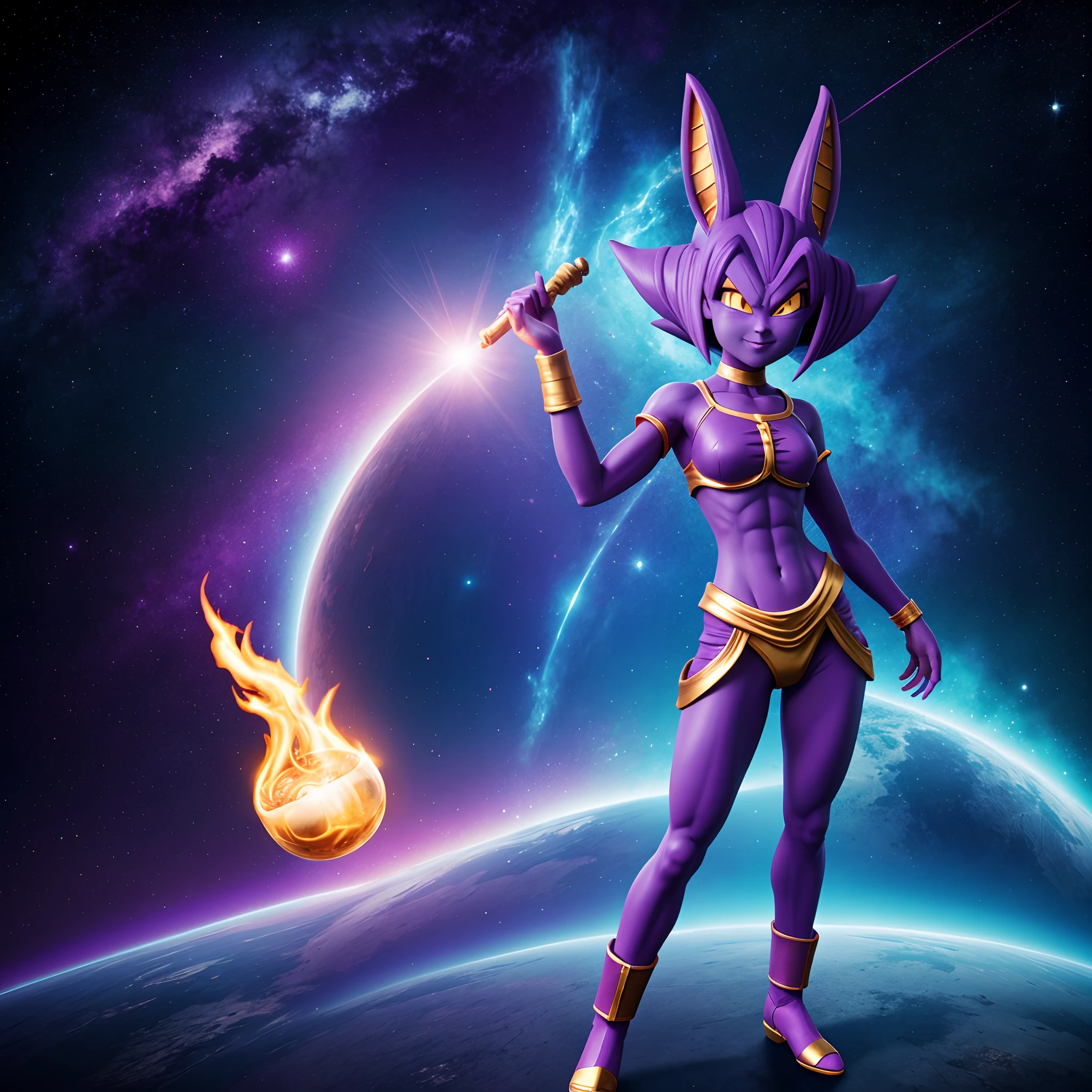 Full body Beerus girl,dragon ball style,photo hd,4k,8k