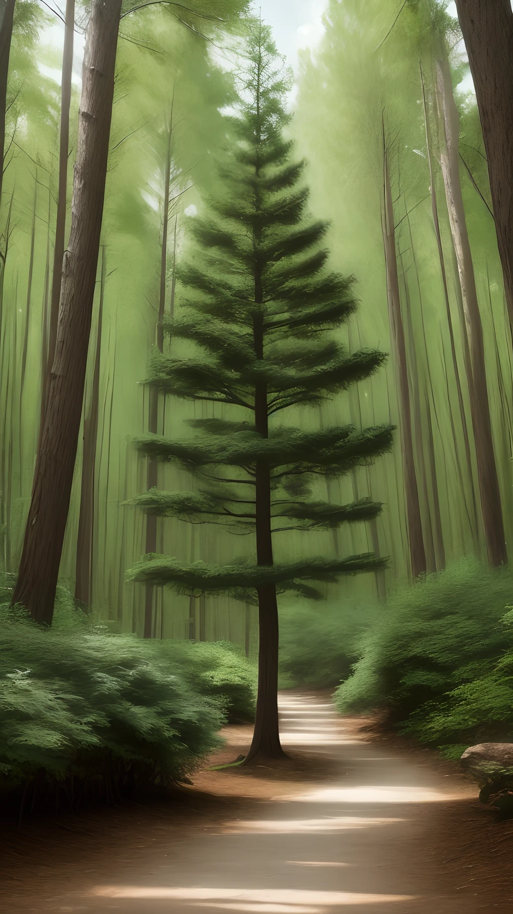 A single pastel pine tree