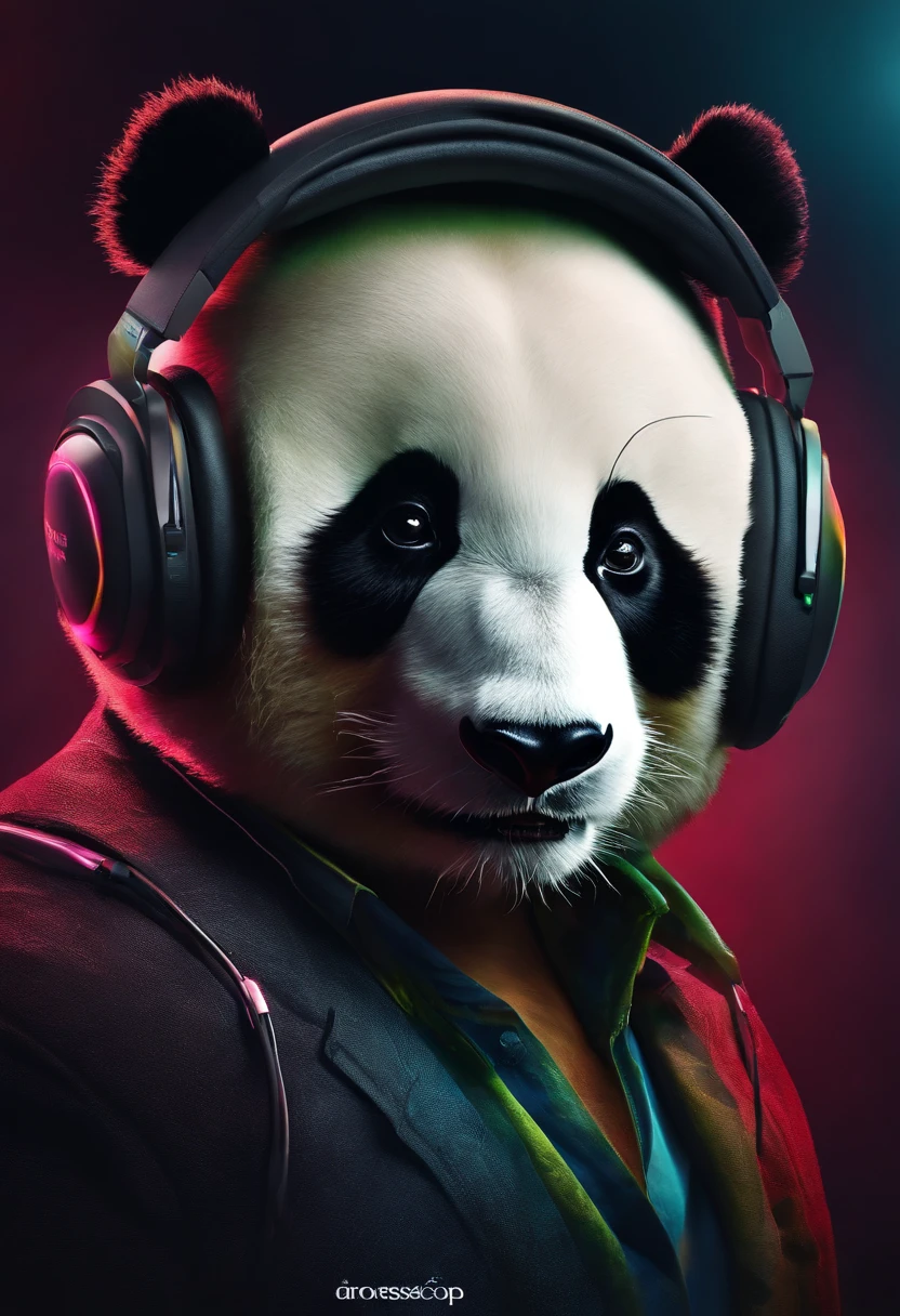 jogador panda agressivo de headset para perfil